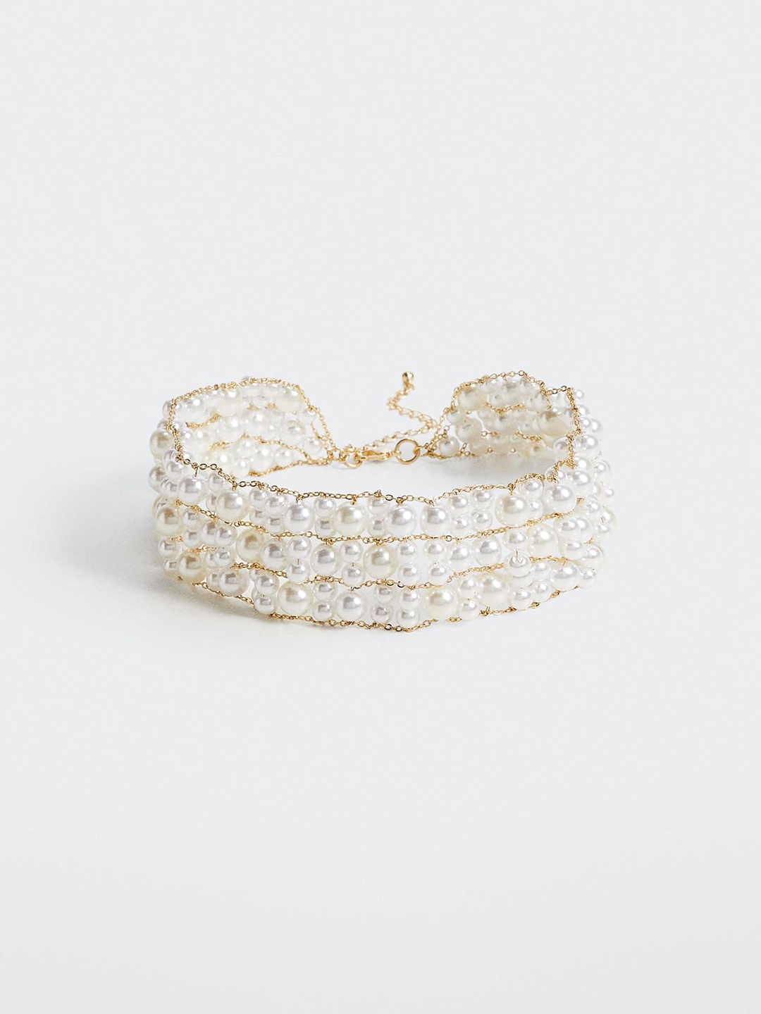 

MANGO Beaded Choker Necklace, Off white