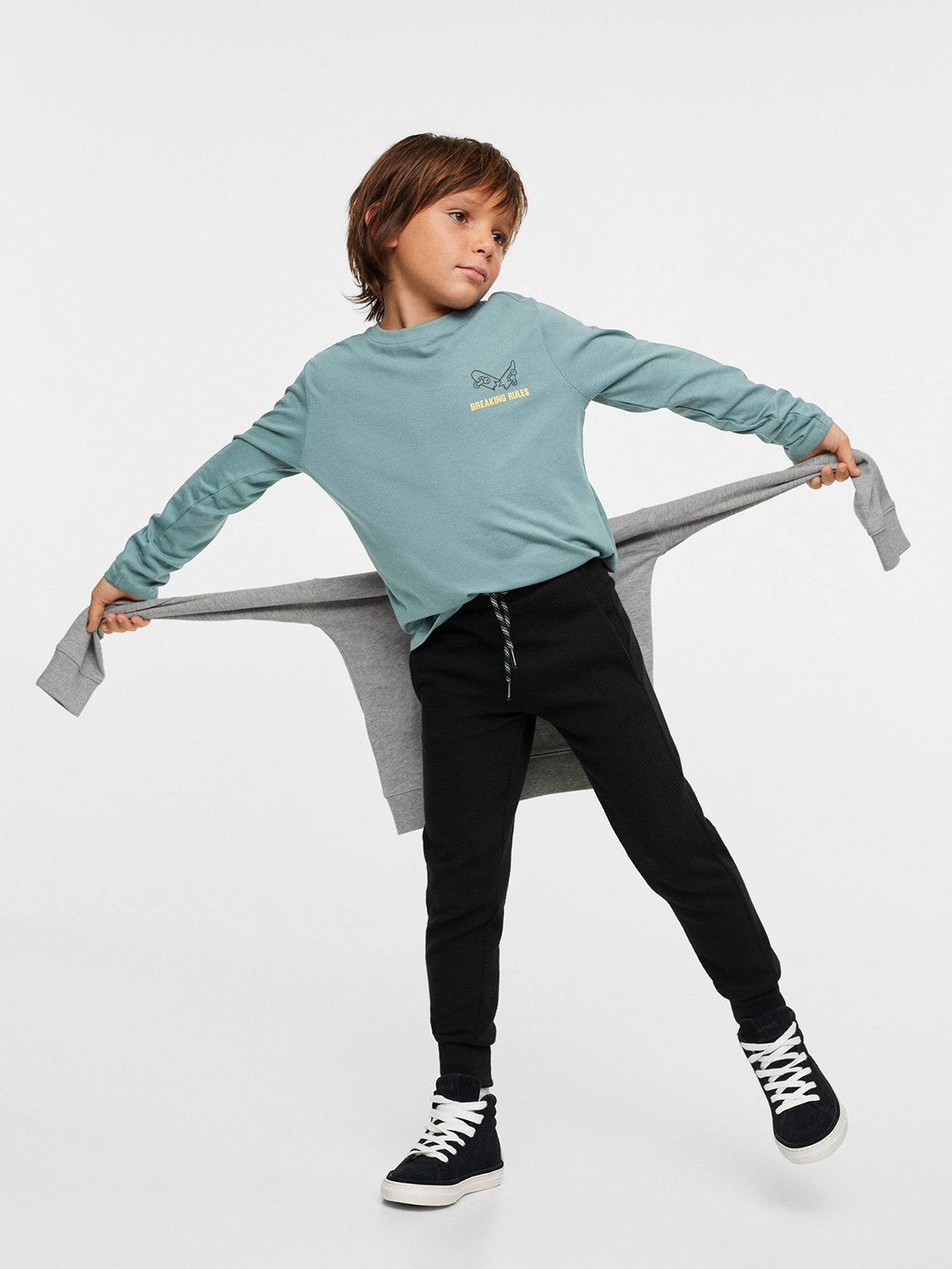

Mango Kids Boys Pure Cotton Sustainable Joggers, Black