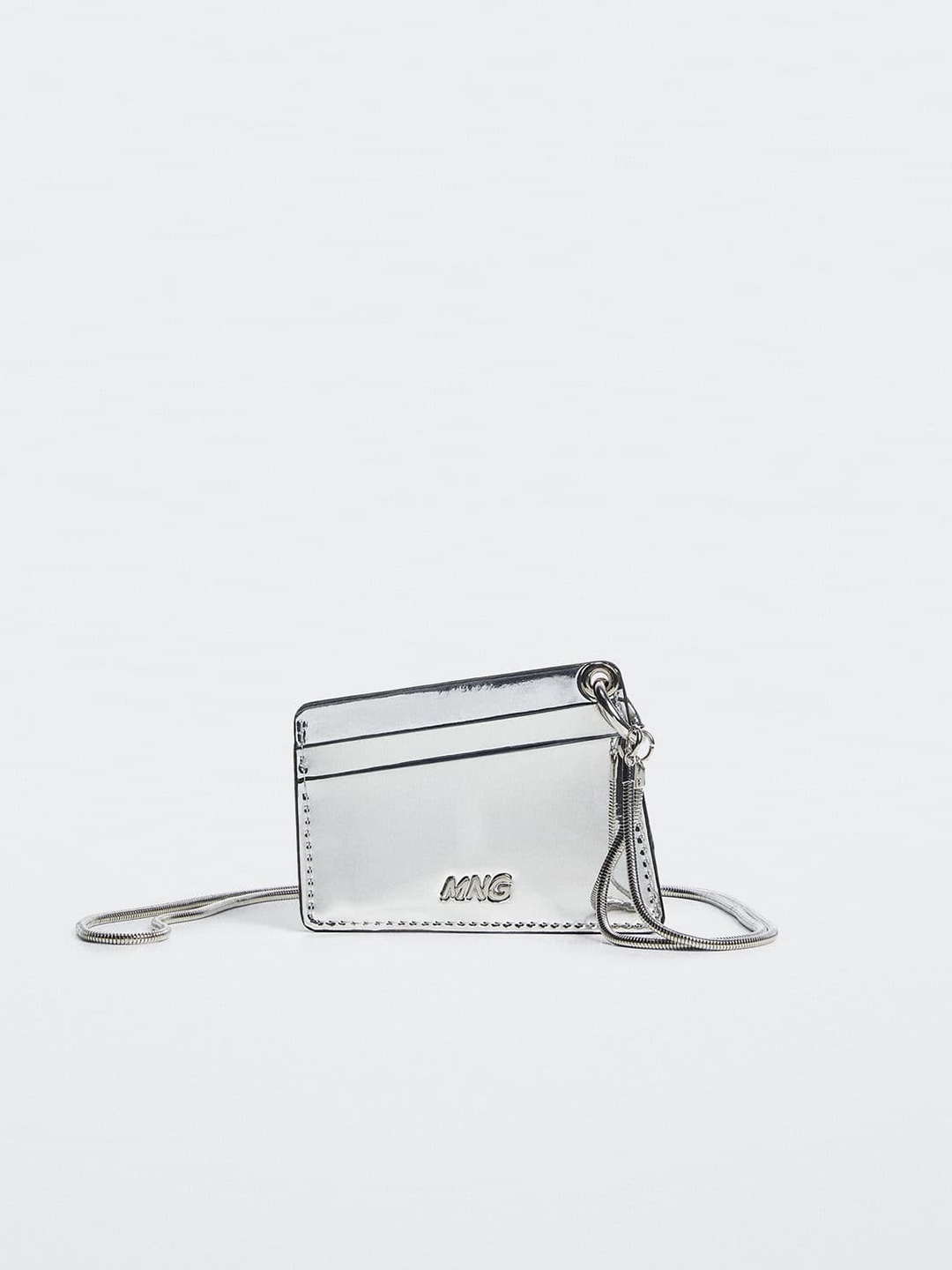 

MANGO Women Silver-Toned Solid Card Holder