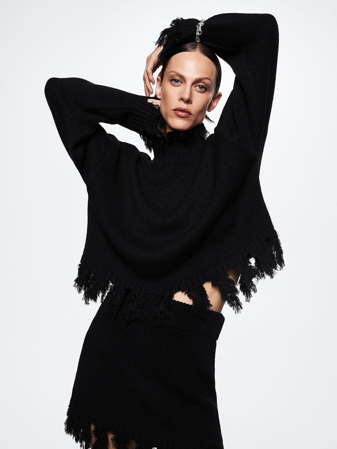 

MANGO Women Black Solid Sustainable Pullover