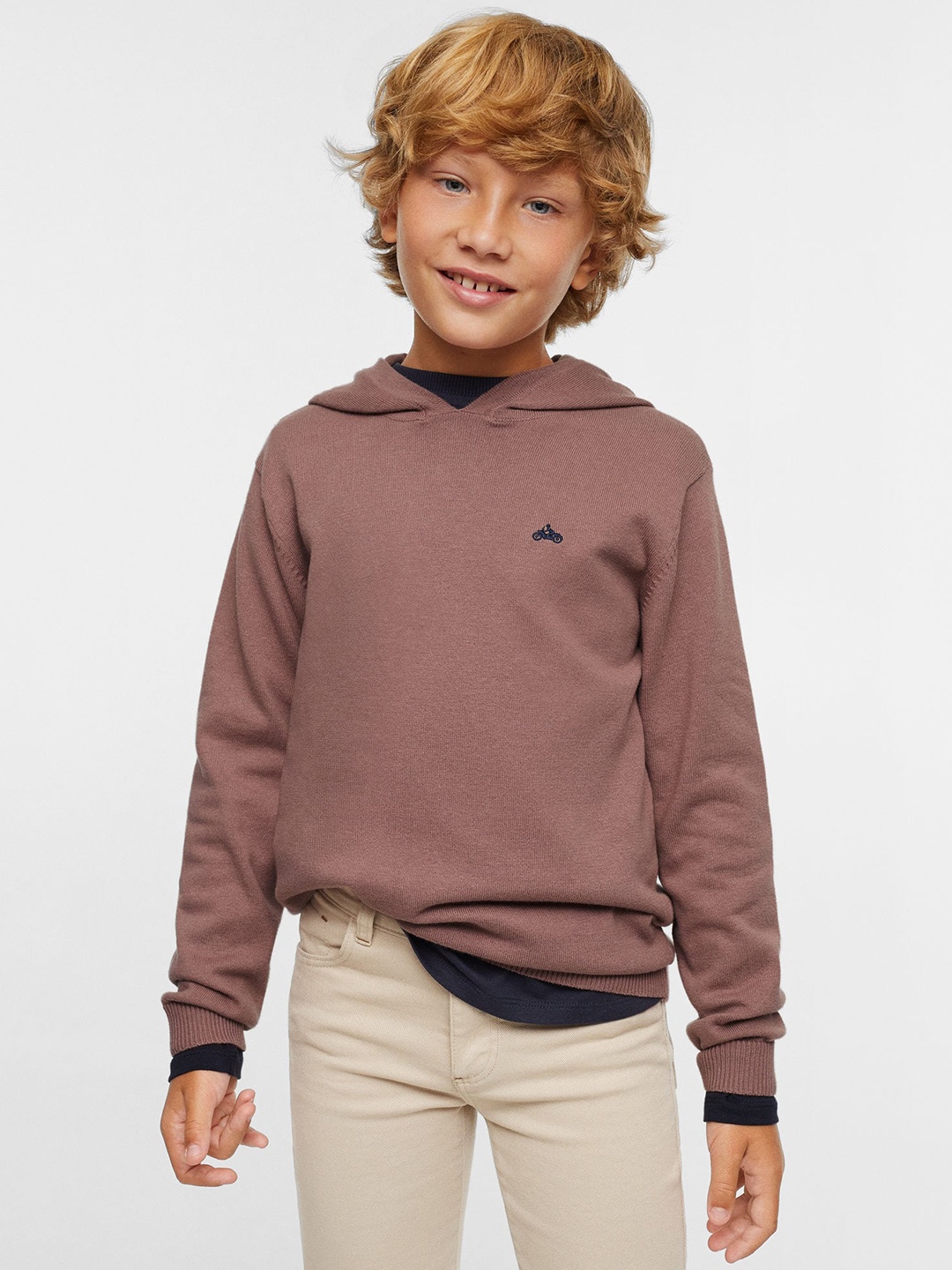 

Mango Kids Boys Sustainable Pullover with Applique Detail, Mauve