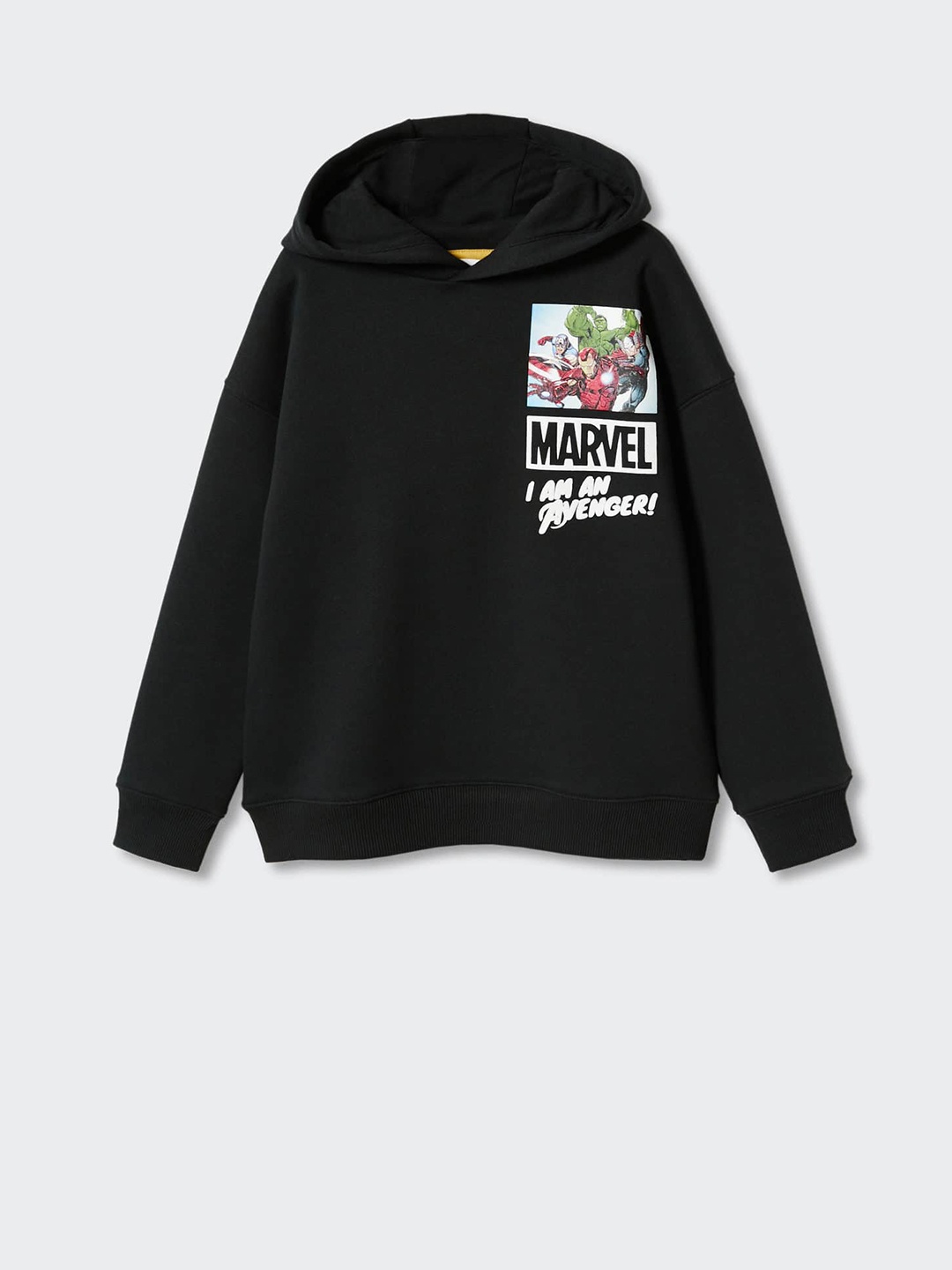 

Mango Kids Boys Avengers Print Sustainable Hooded Sweatshirt, Black