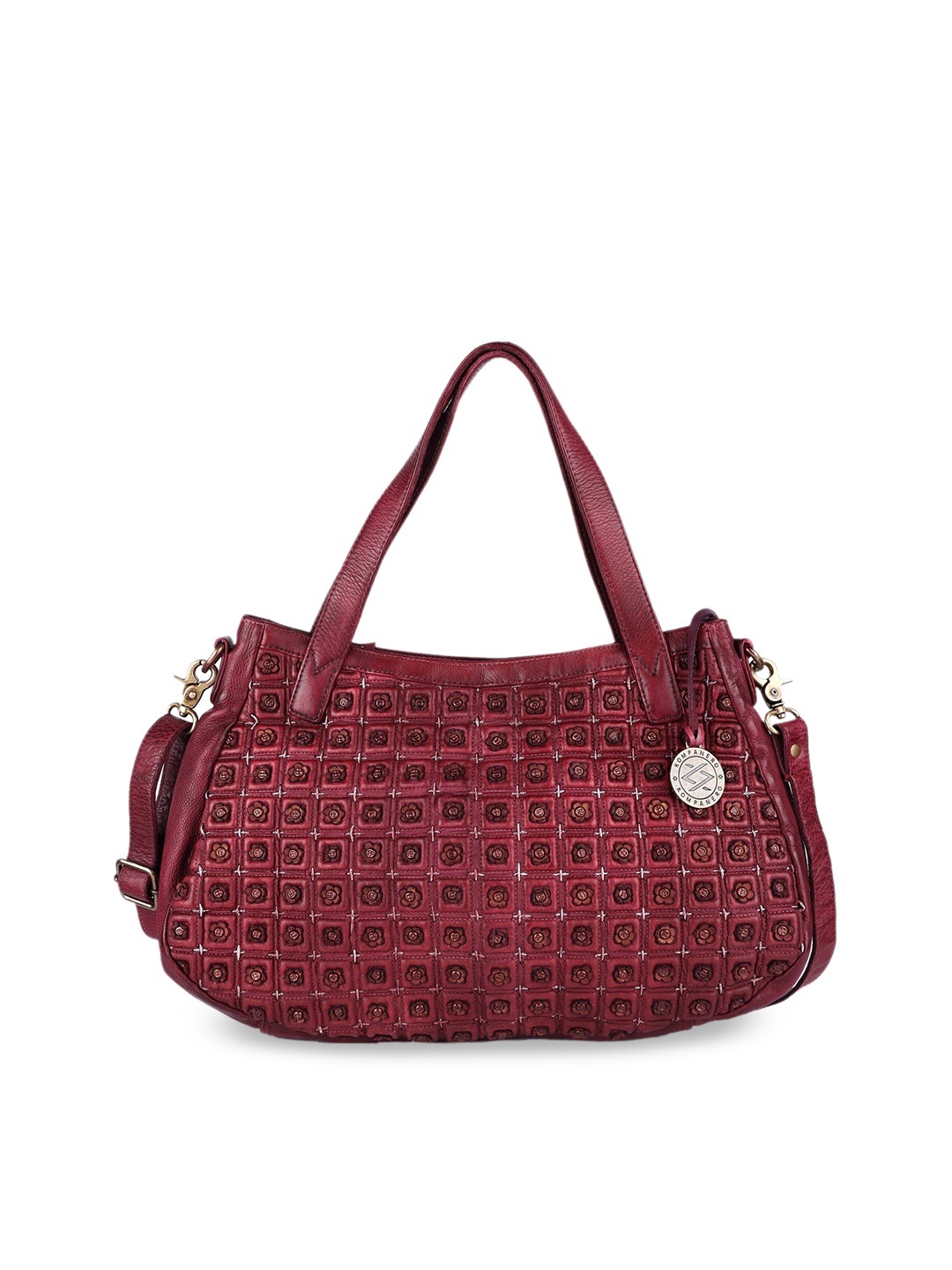 

KOMPANERO Textured Leather Handheld Bag Handbags, Red