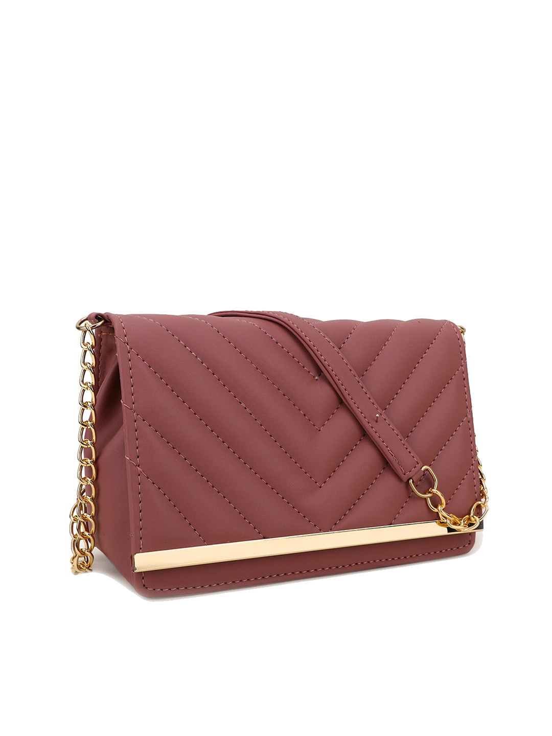 

SHINING STAR Burgundy PU Structured Sling Bag with Quilted