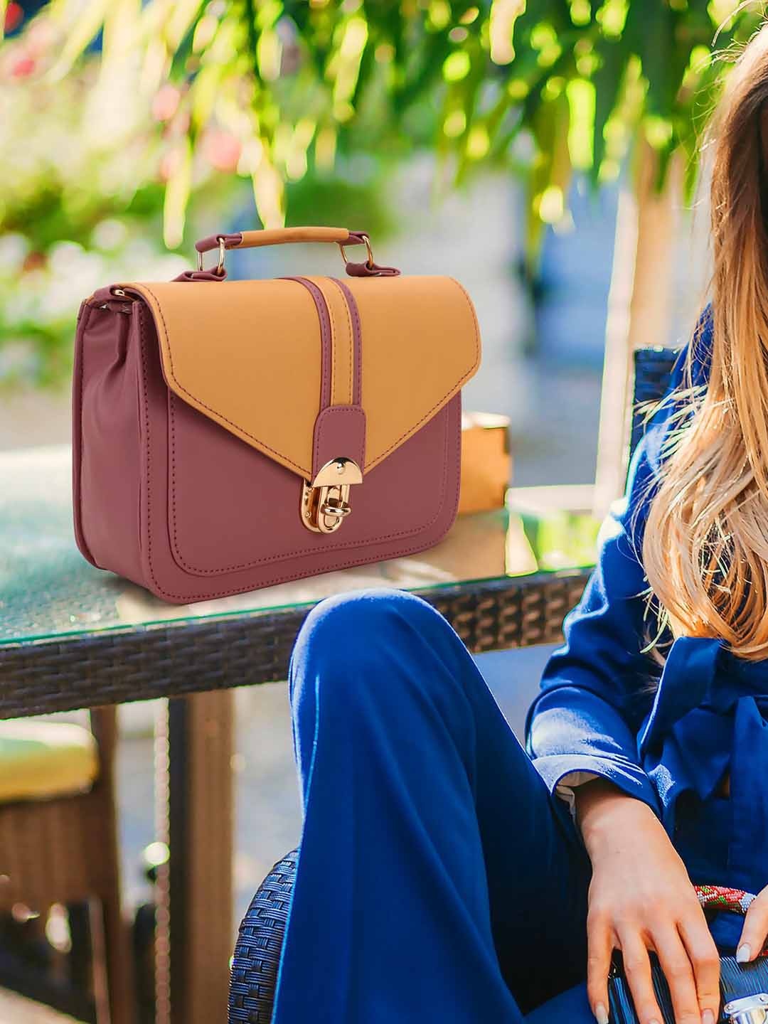 

SHINING STAR Burgundy PU Structured Handheld Bag with Tasselled