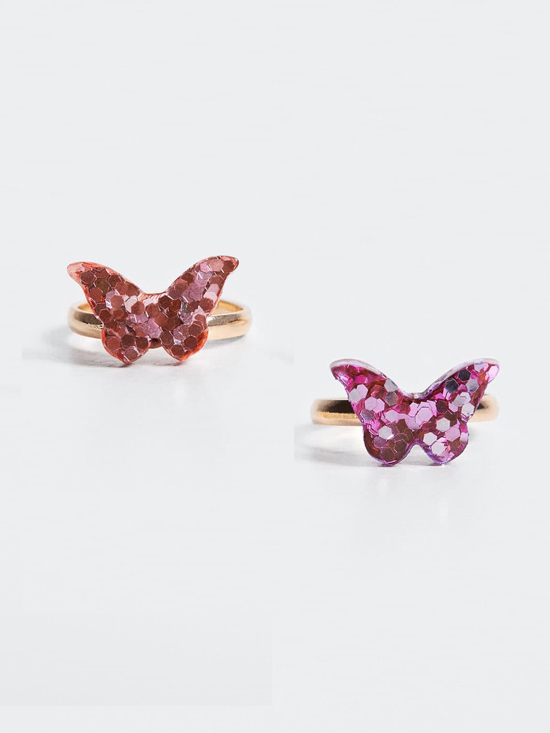 

Mango Kids Girls Set Of 2 Butterfly Design Adjustable Finger Rings, Pink