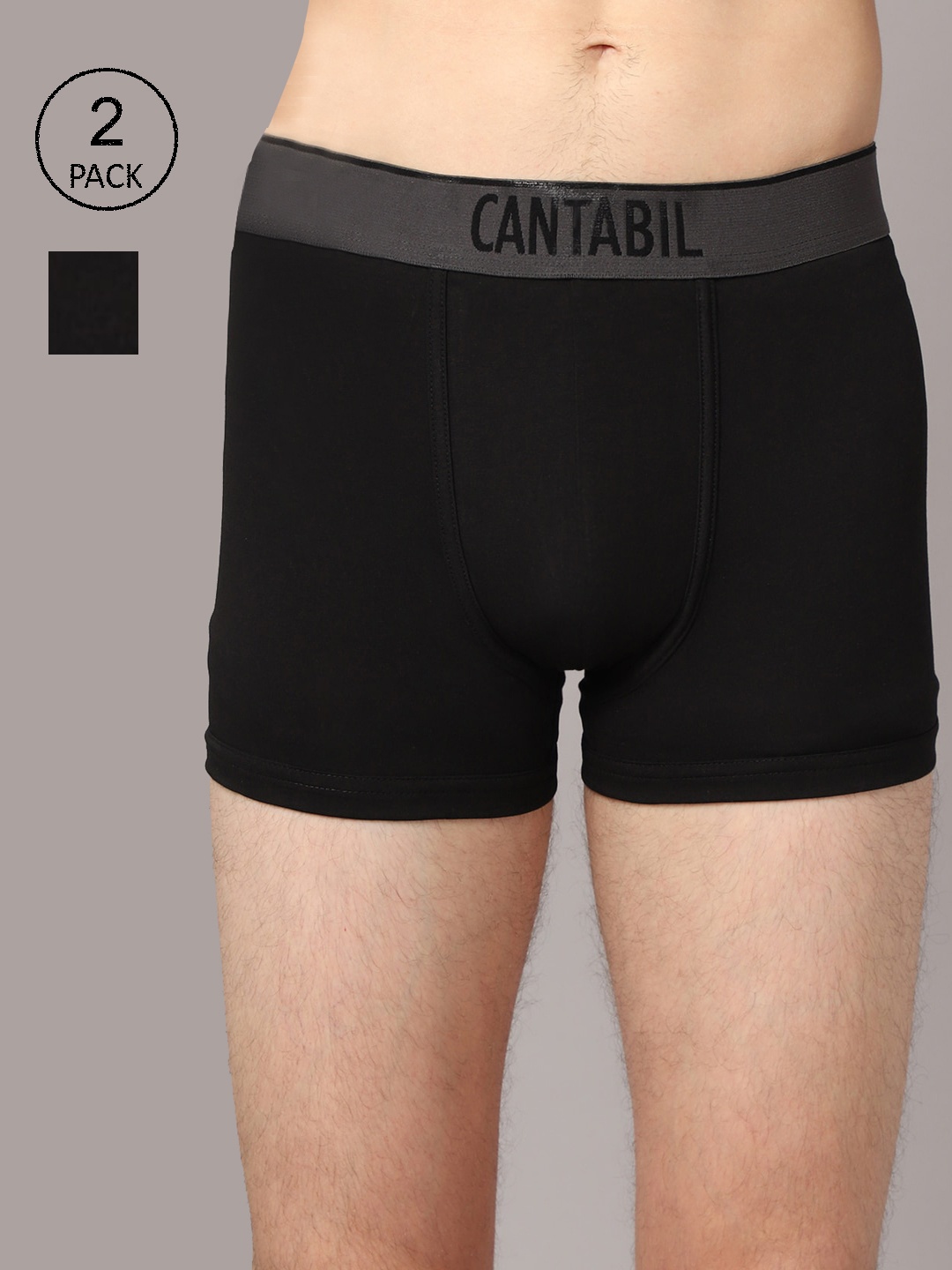 

Cantabil Men Pack of 2 Black Solid Basic Briefs