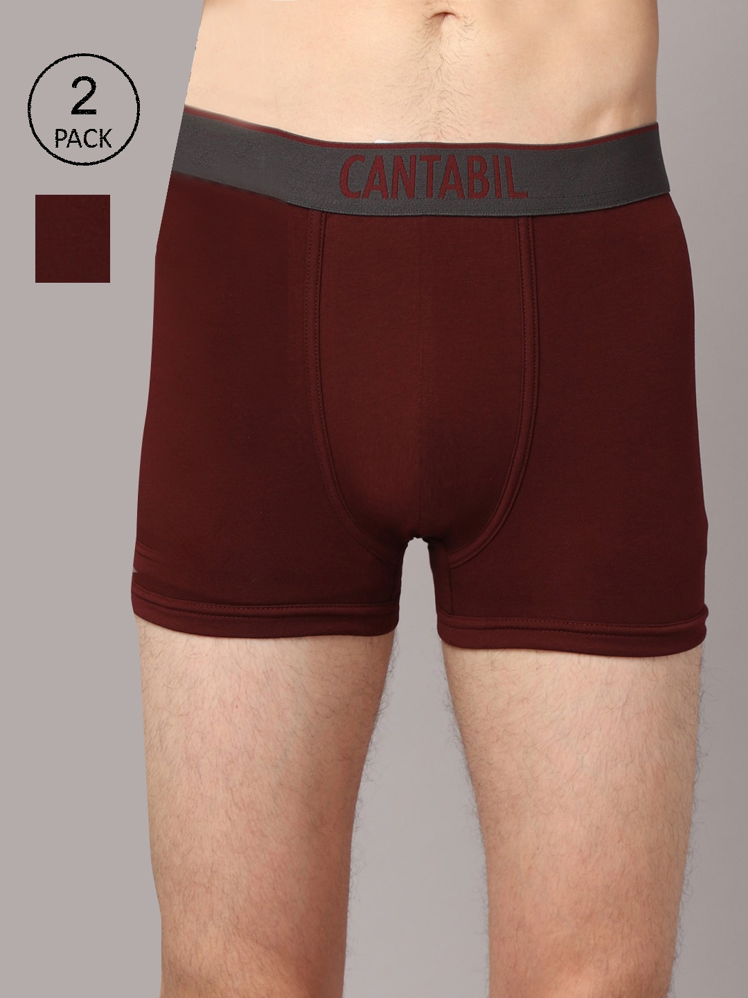 

Cantabil Men Pack of 2 Maroon Solid Basic Briefs