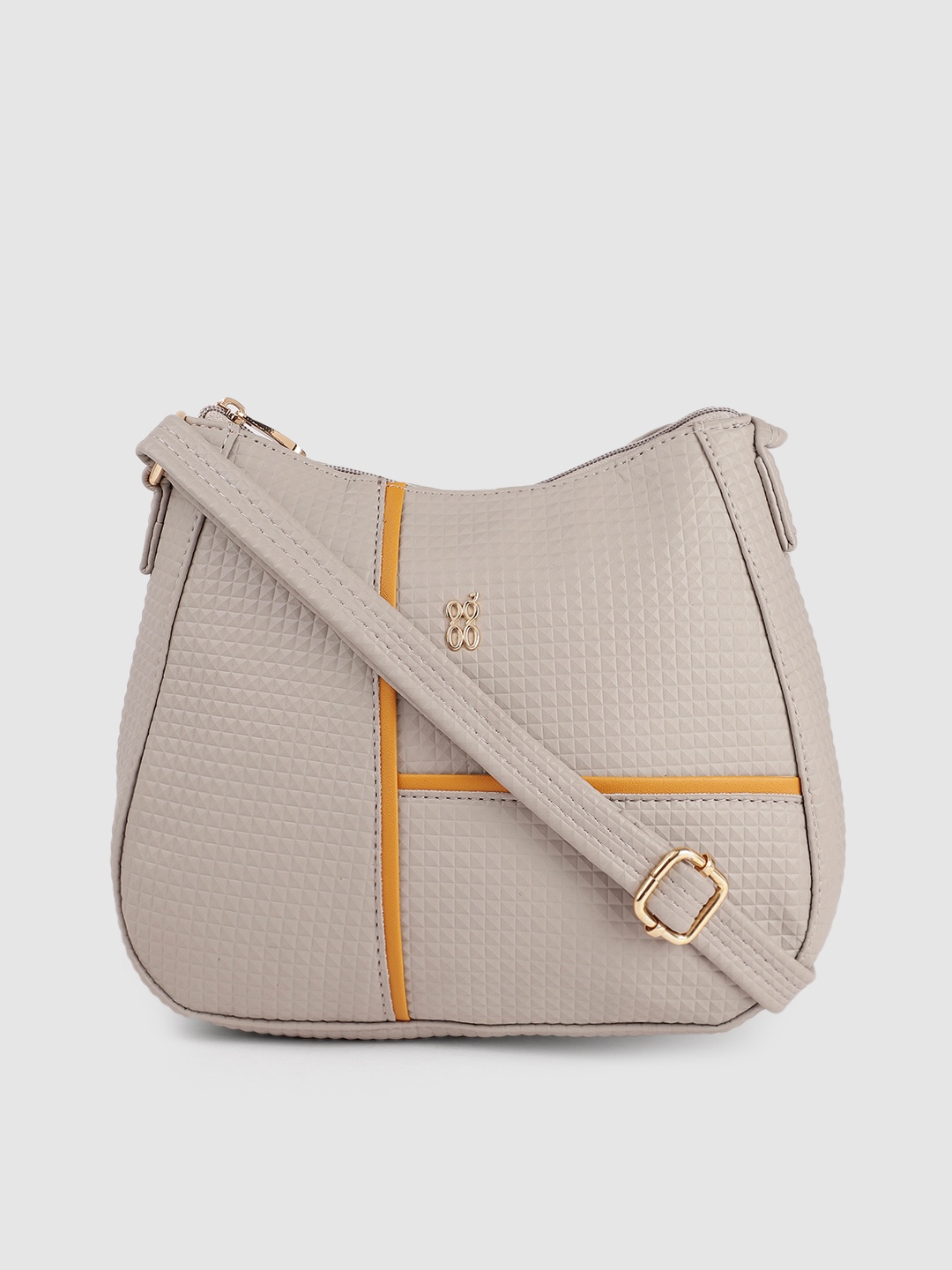 

Baggit Geometric Textured Structured Sling Bag, Grey