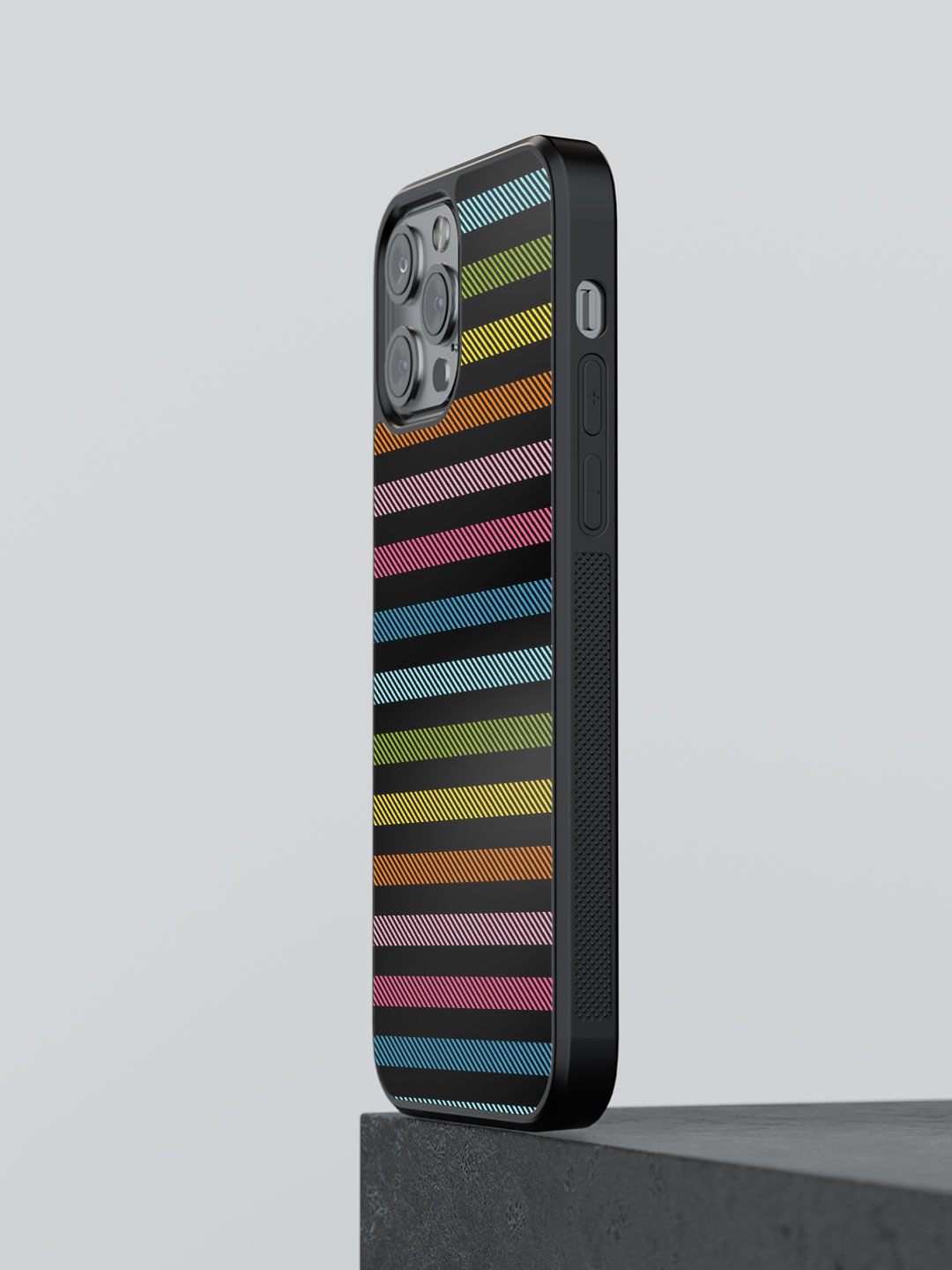 

macmerise Black Striped iPhone 13 Pro Max Bumper Phone Back Case