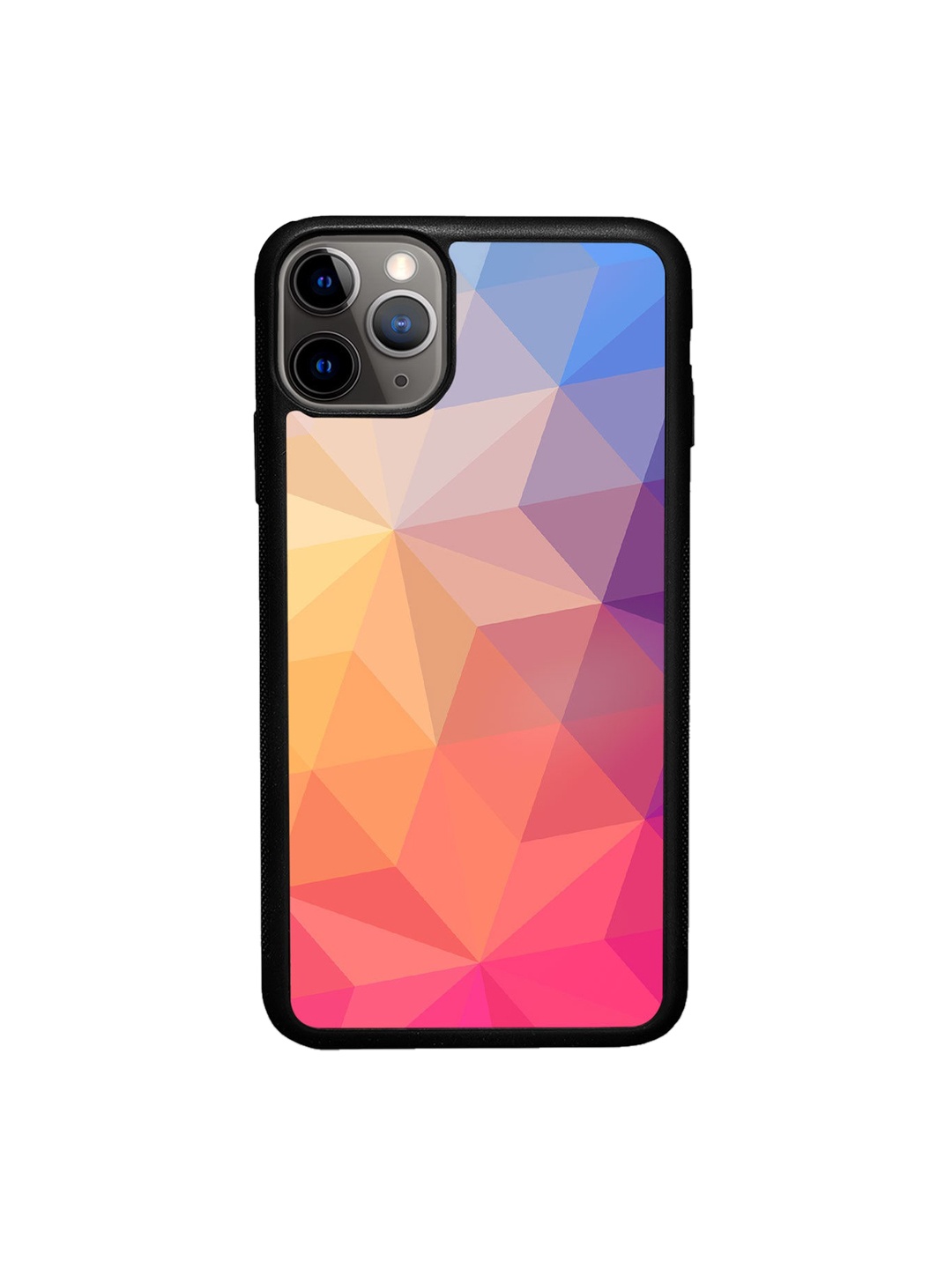 

macmerise Pink & Blue Geometric Printed iPhone 11 Pro Max Bumper Phone Back Case