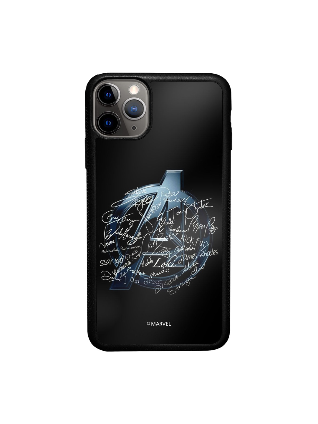 

macmerise Black Avengers Printed iPhone 11 Pro Max Bumper Phone Back Case