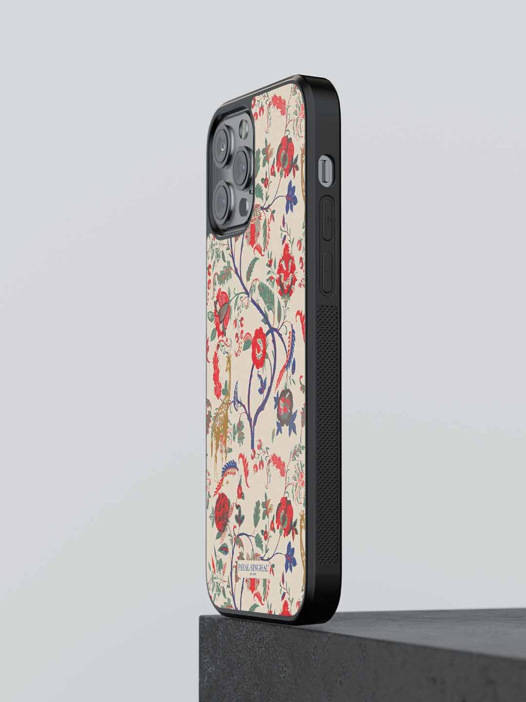 

macmerise Beige & Red Floral Printed iPhone 13 Pro Max Bumper Phone Back Case