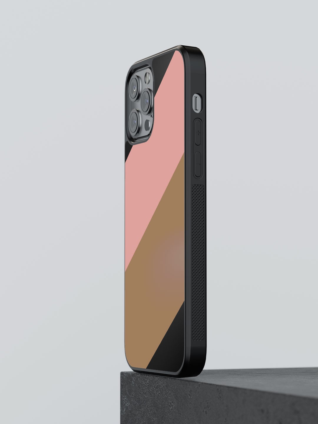 

macmerise Pink & Brown Striped iPhone 13 Pro Max Bumper Phone Back Case