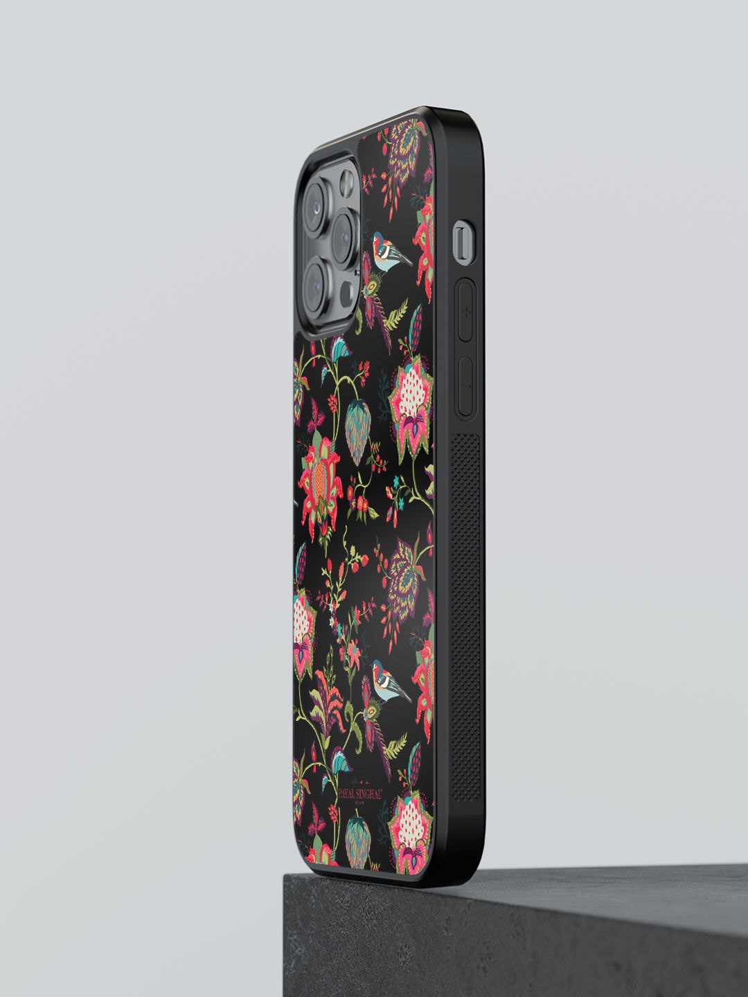 

macmerise Black & Pink Floral Printed iPhone 13 Pro Max Bumper Case