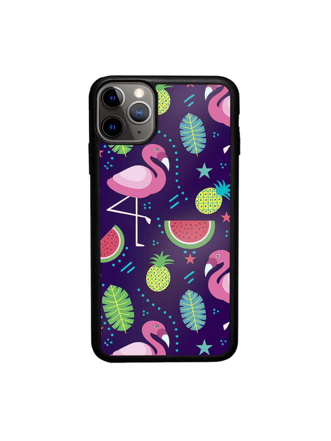 

macmerise Blue Printed Flamingo iPhone 11 Pro Max Bumper Phone Back Case
