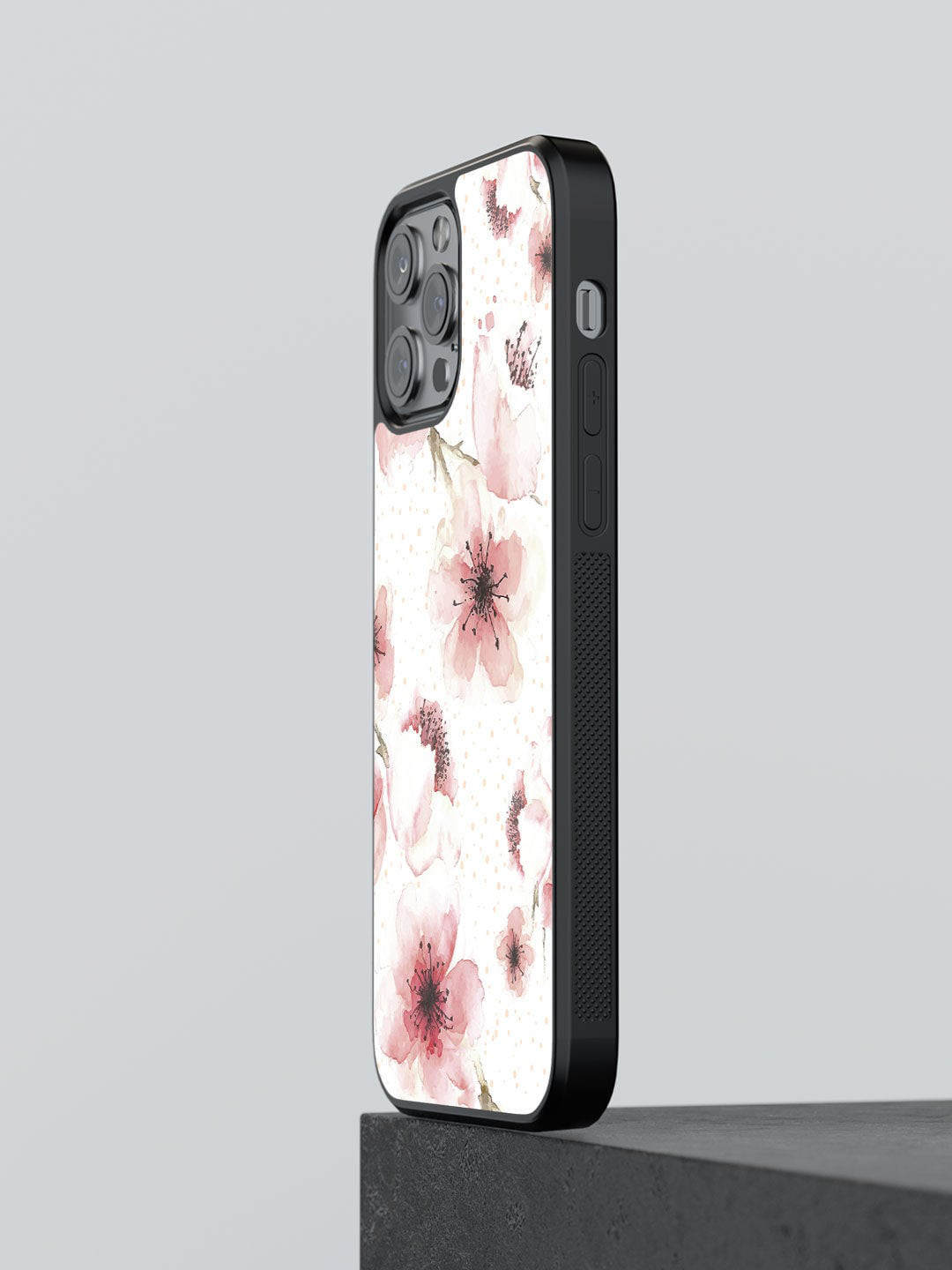 

macmerise White & Pink Floral Printed iPhone 13 Pro Max Bumper Phone Back Case