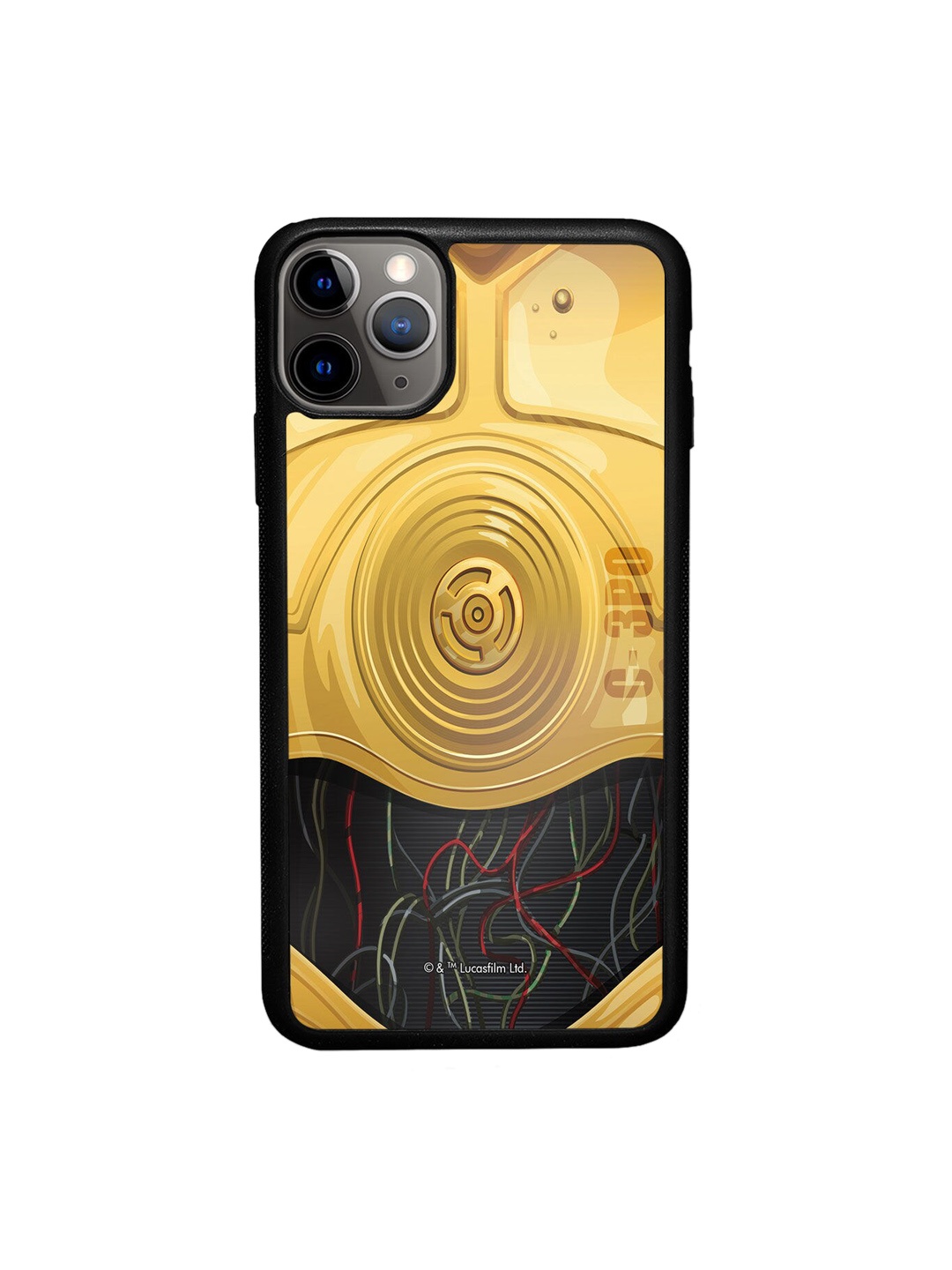 

macmerise Gold-Toned & Black Printed iPhone 11 Pro Max Bumper Phone Back Case