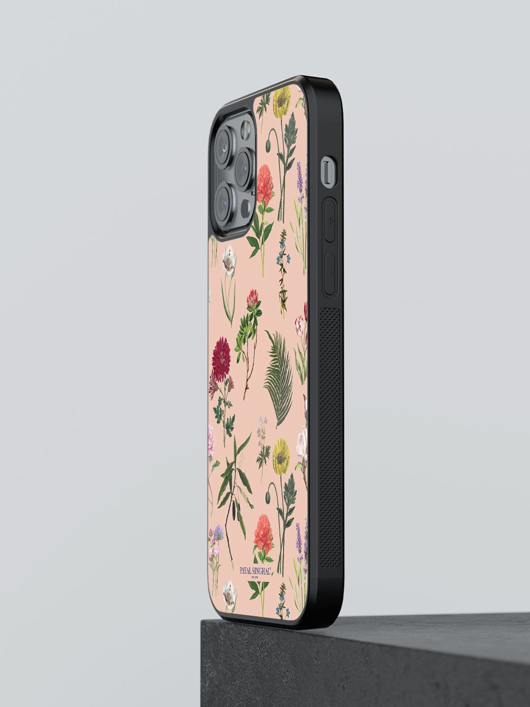 

macmerise Peach-Colored & Green Floral Printed iPhone 13 Pro Max Bumper Phone Back Case