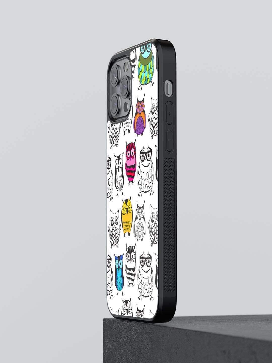 

macmerise White & Black Owl Art Printed iPhone 13 Pro Max Bumper Mobile Phone Case