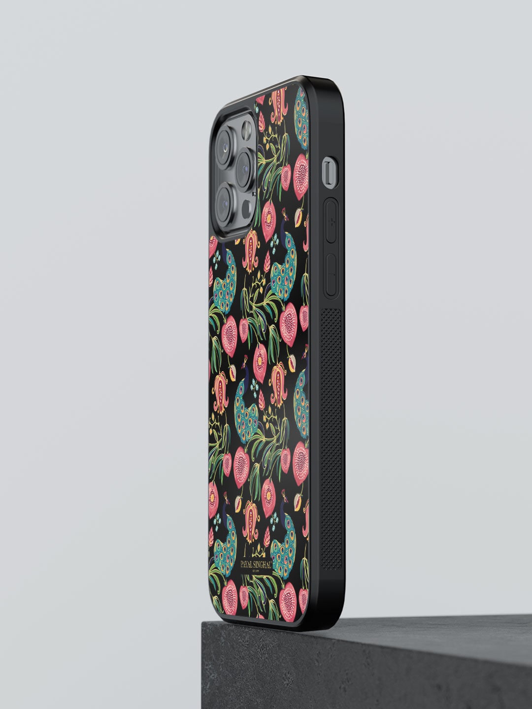 

macmerise Black & Green Floral Printed iPhone 13 Pro Max Bumper Phone Back Case