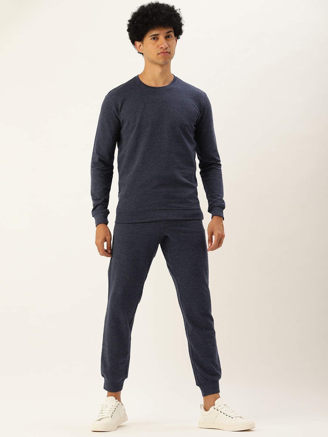 

Kook N Keech Men Navy Blue Solid Sweatshirt with Joggers