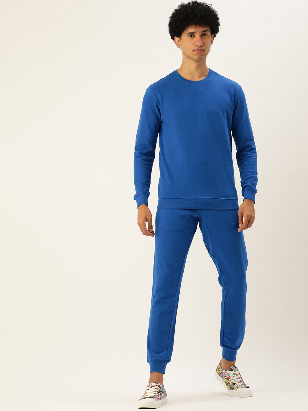 

Kook N Keech Men Blue Solid Sweatshirt with Joggers