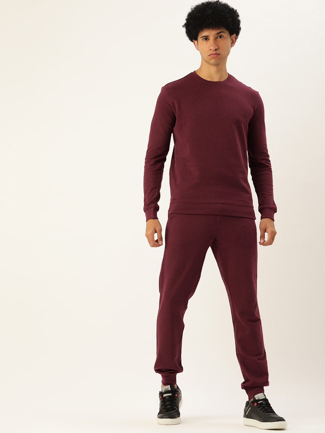 

Kook N Keech Men Maroon Solid Sweatshirt with Joggers