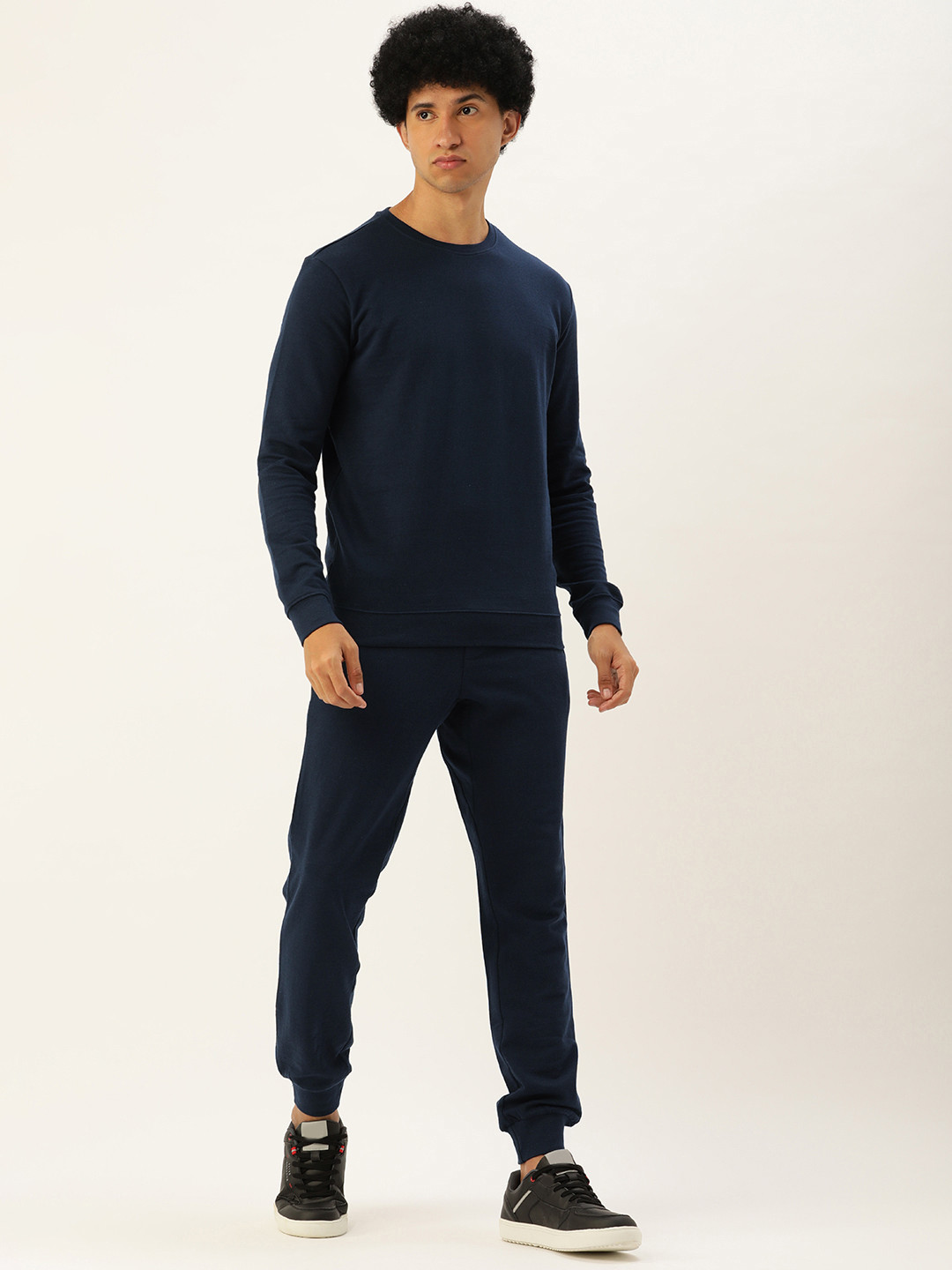 

Kook N Keech Men Navy Blue Solid Sweatshirt with Joggers
