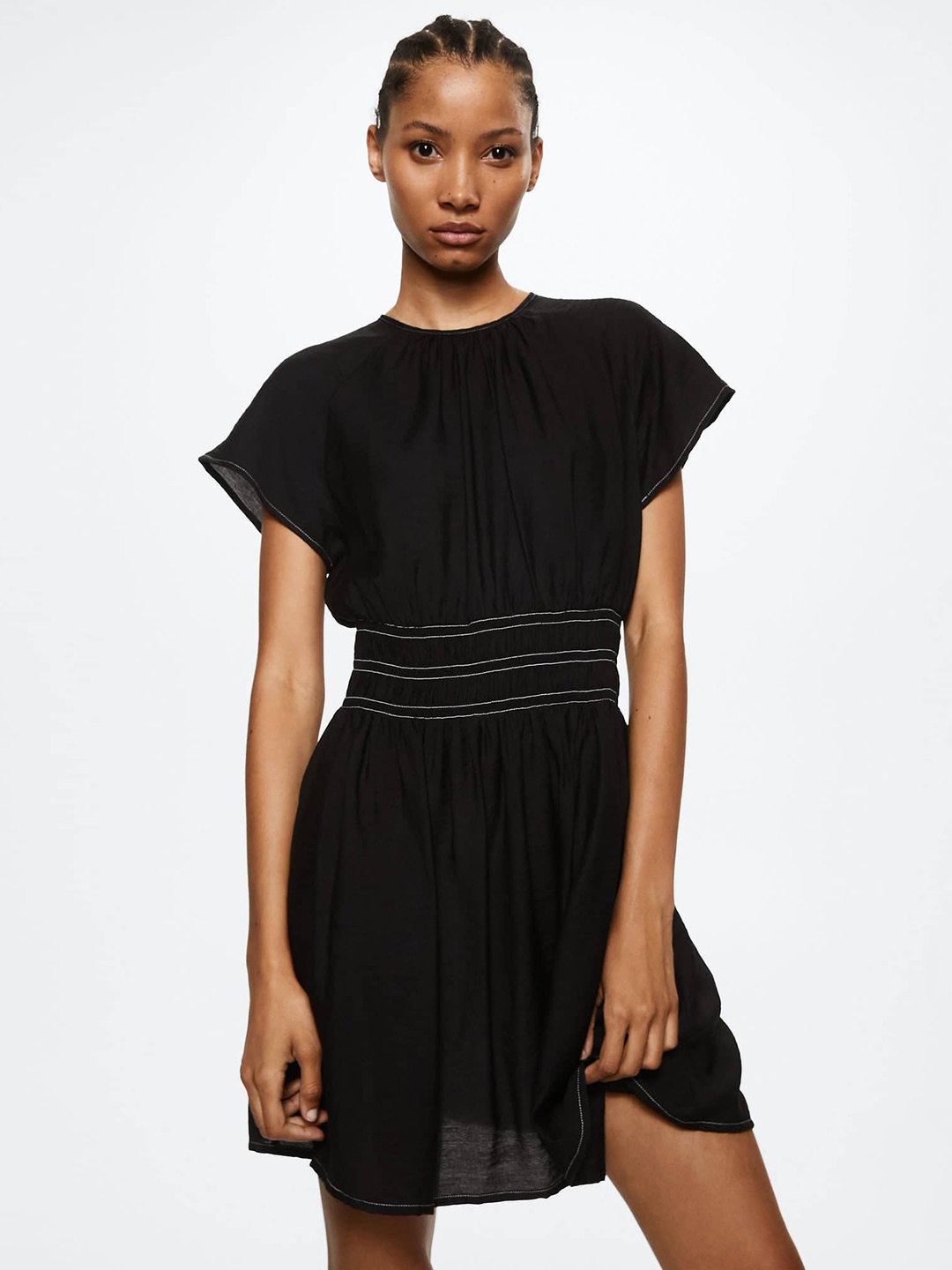 

MANGO Black A-Line Sustainable Midi Dress