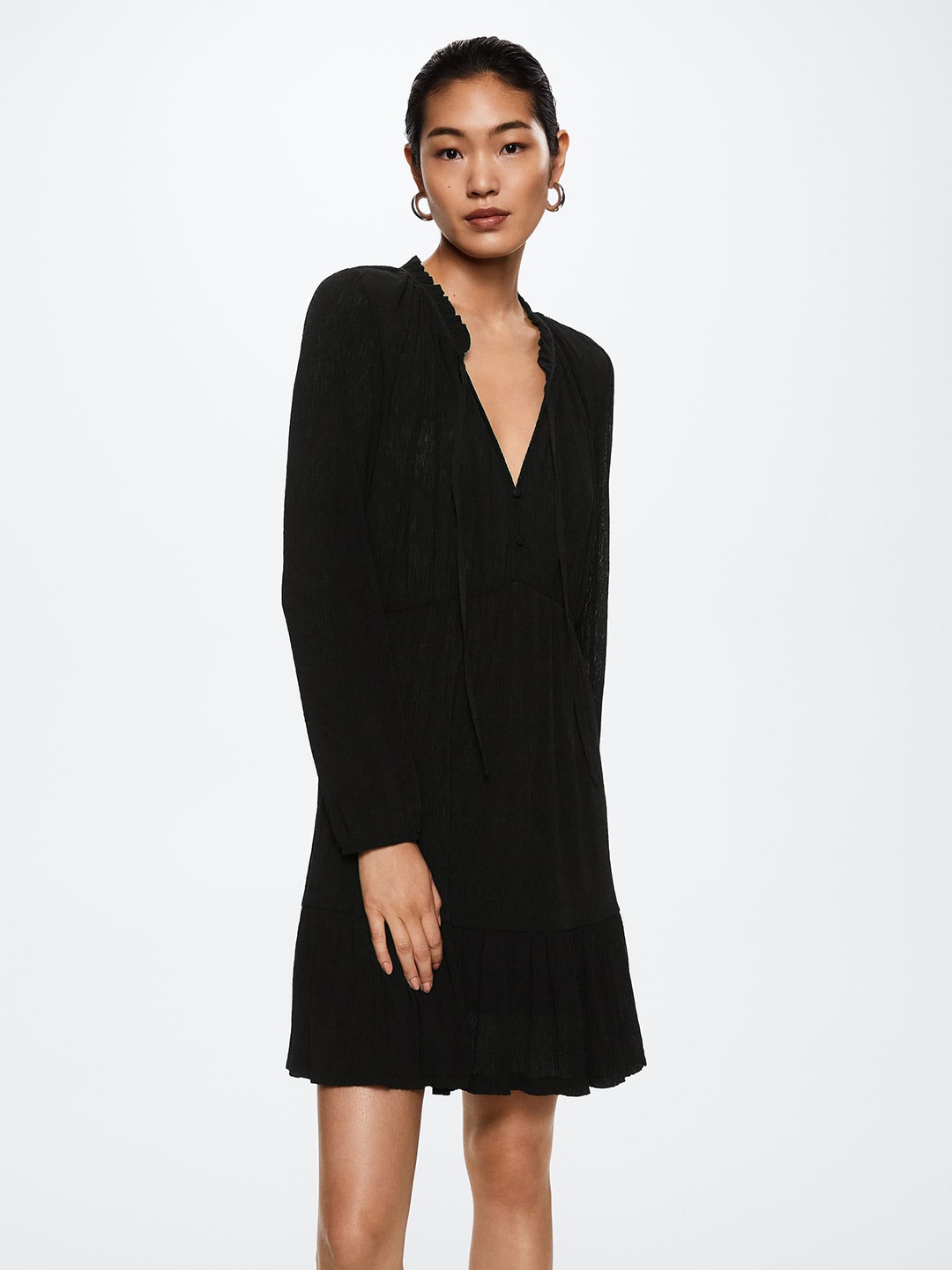 

MANGO Women Black Solid A-Line Dress