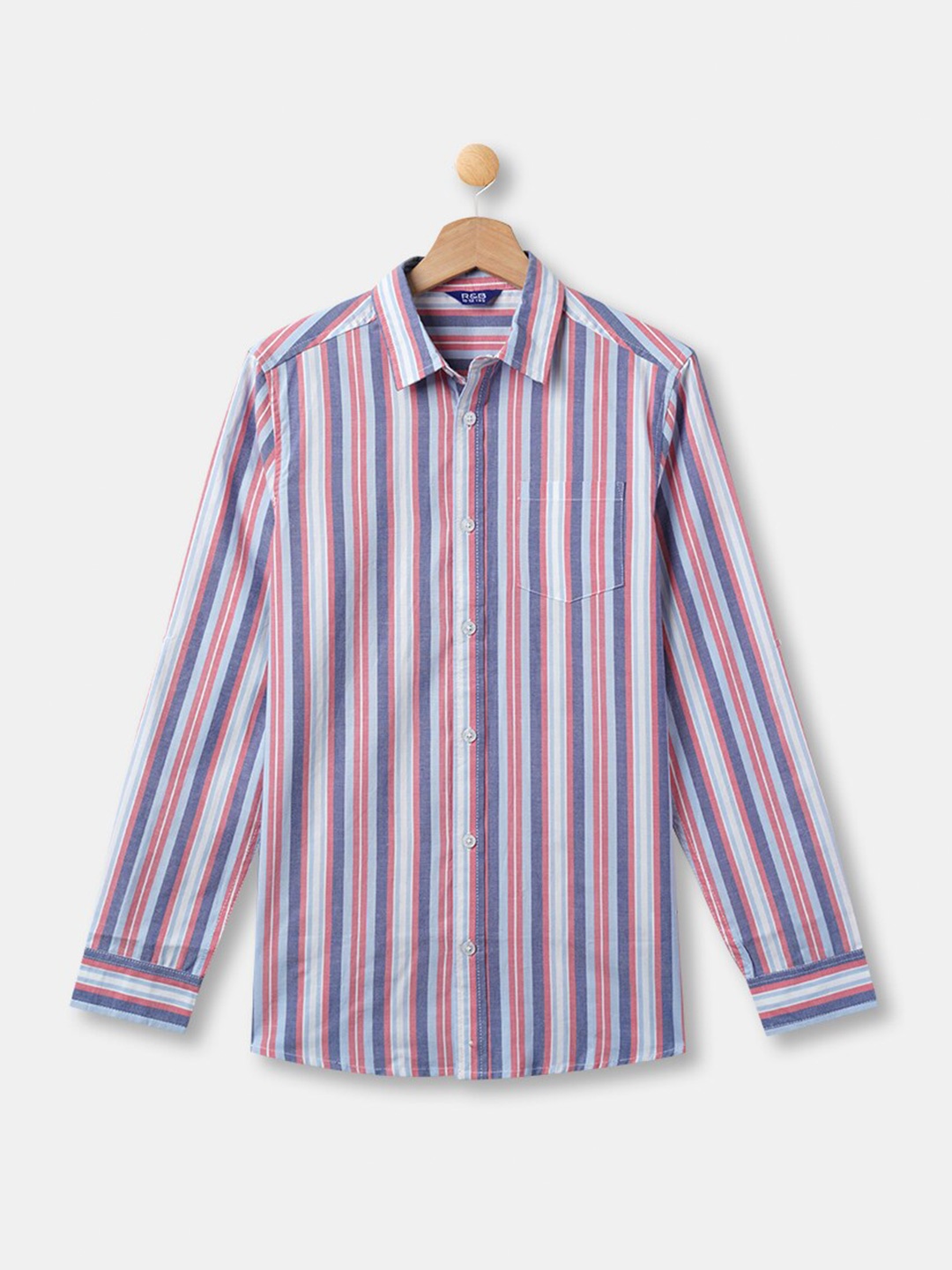

R&B Boys Pink Multi Stripes Striped Casual Shirt