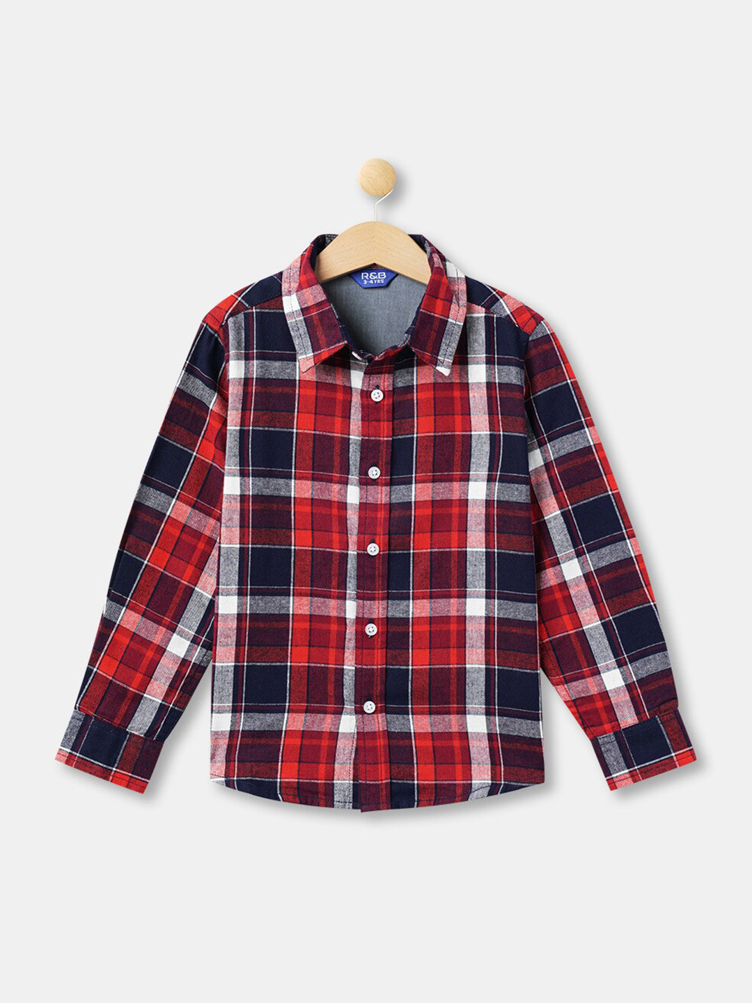 

R&B Boys Red Tartan Checks Checked Casual Shirt