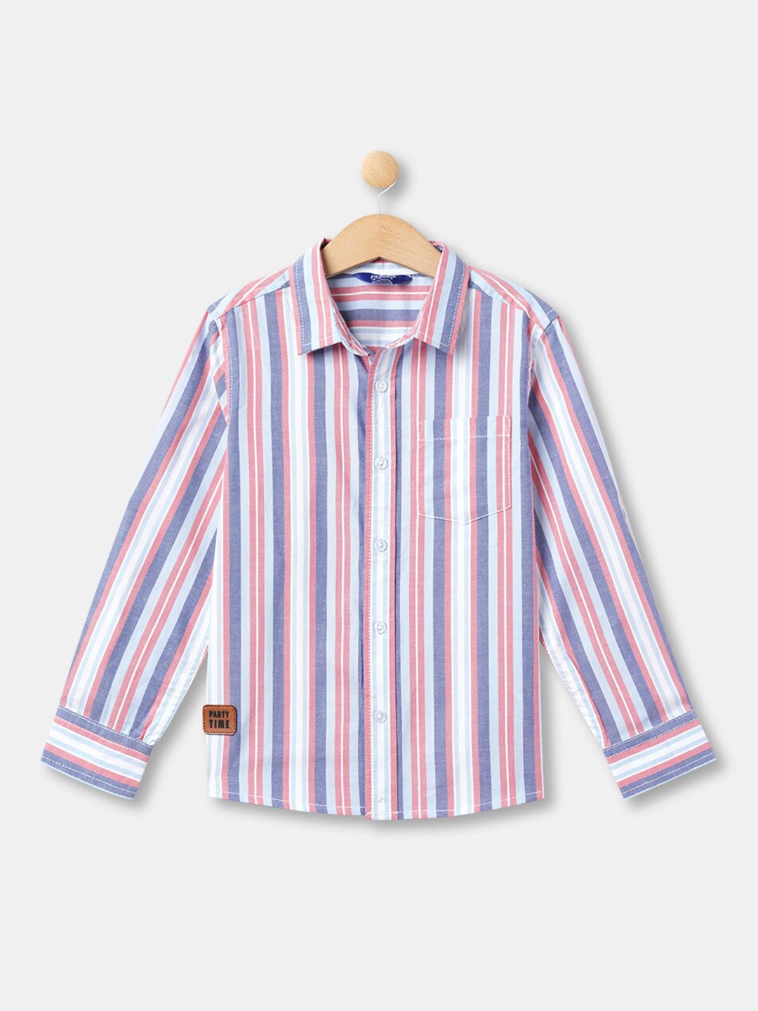 

R&B Boys Spread Collar Striped Casual Shirt, Pink