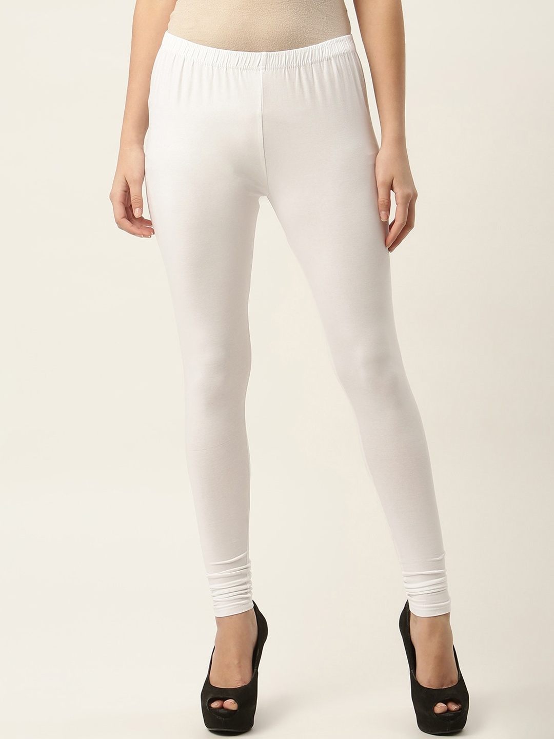 

HASRI Women White Solid Churidar Length Leggings