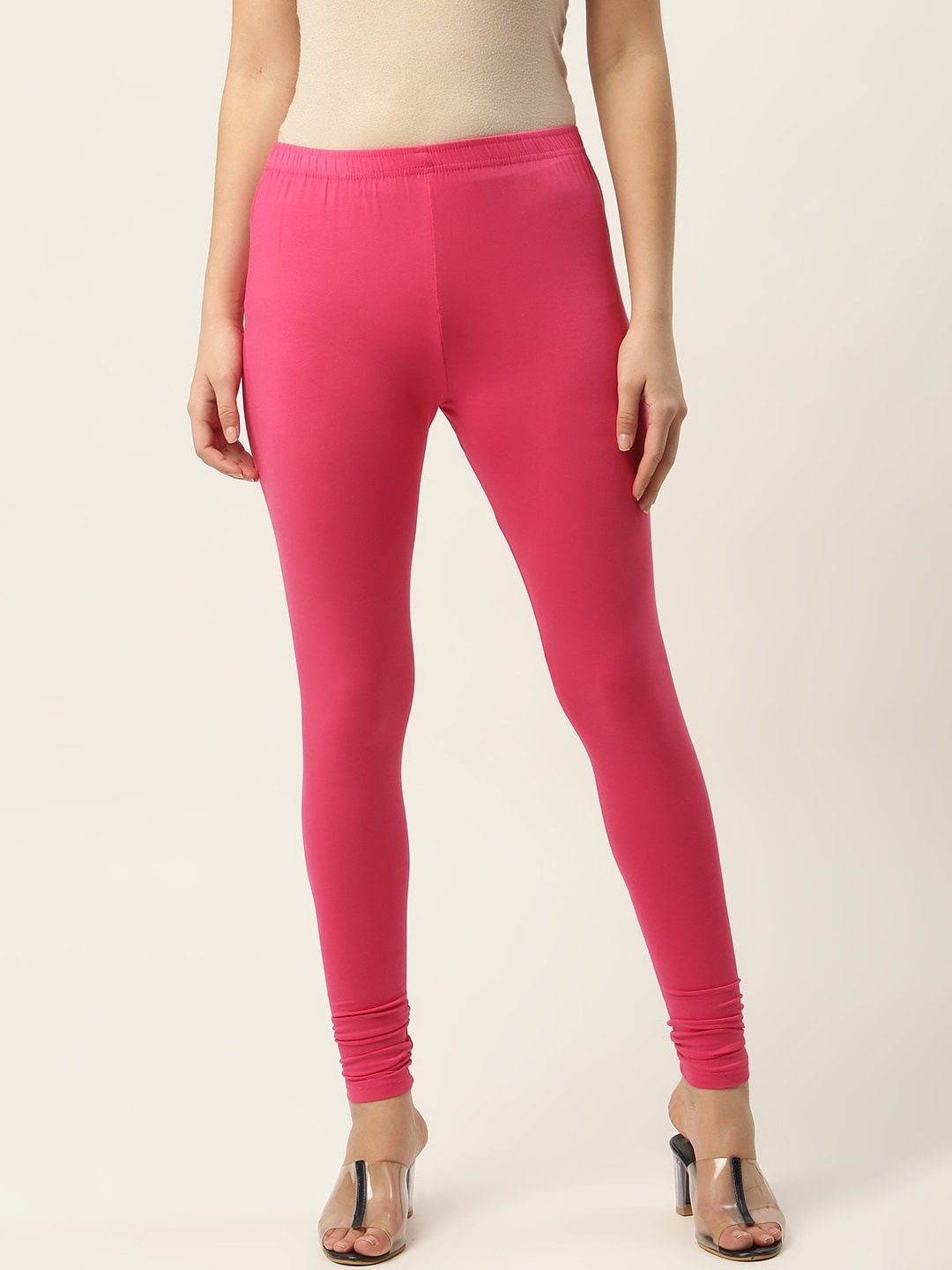 

HASRI Women Pink Solid Churidar-Length Leggings