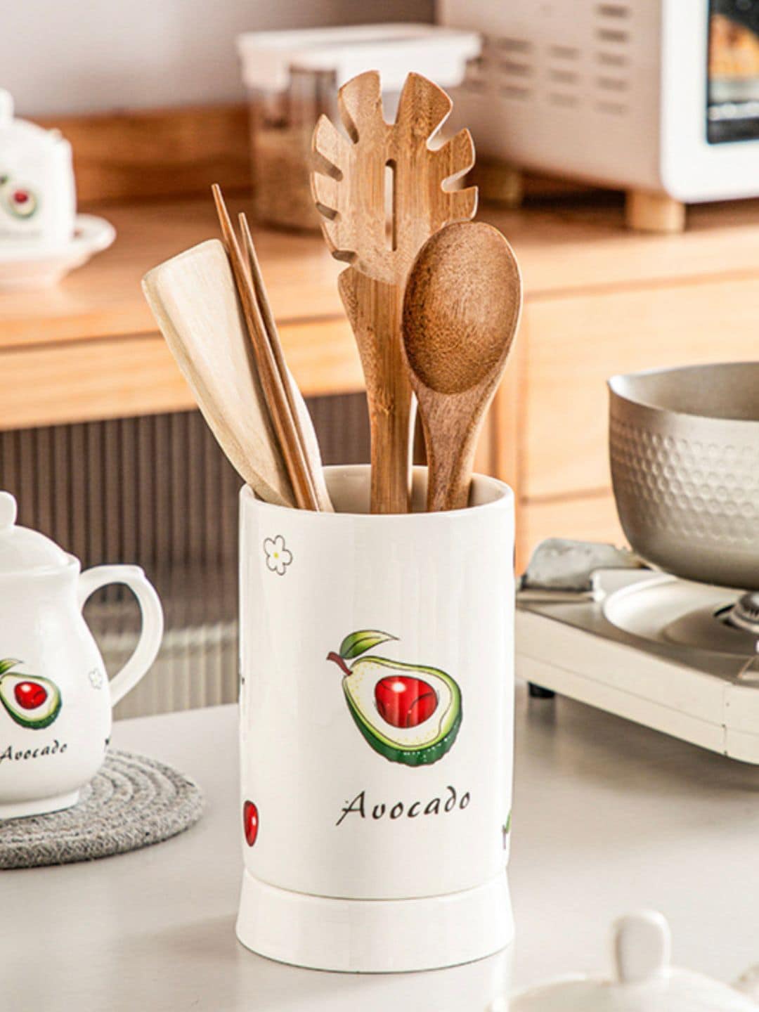 

Nestasia White Printed Ceramic Cutlery Holder