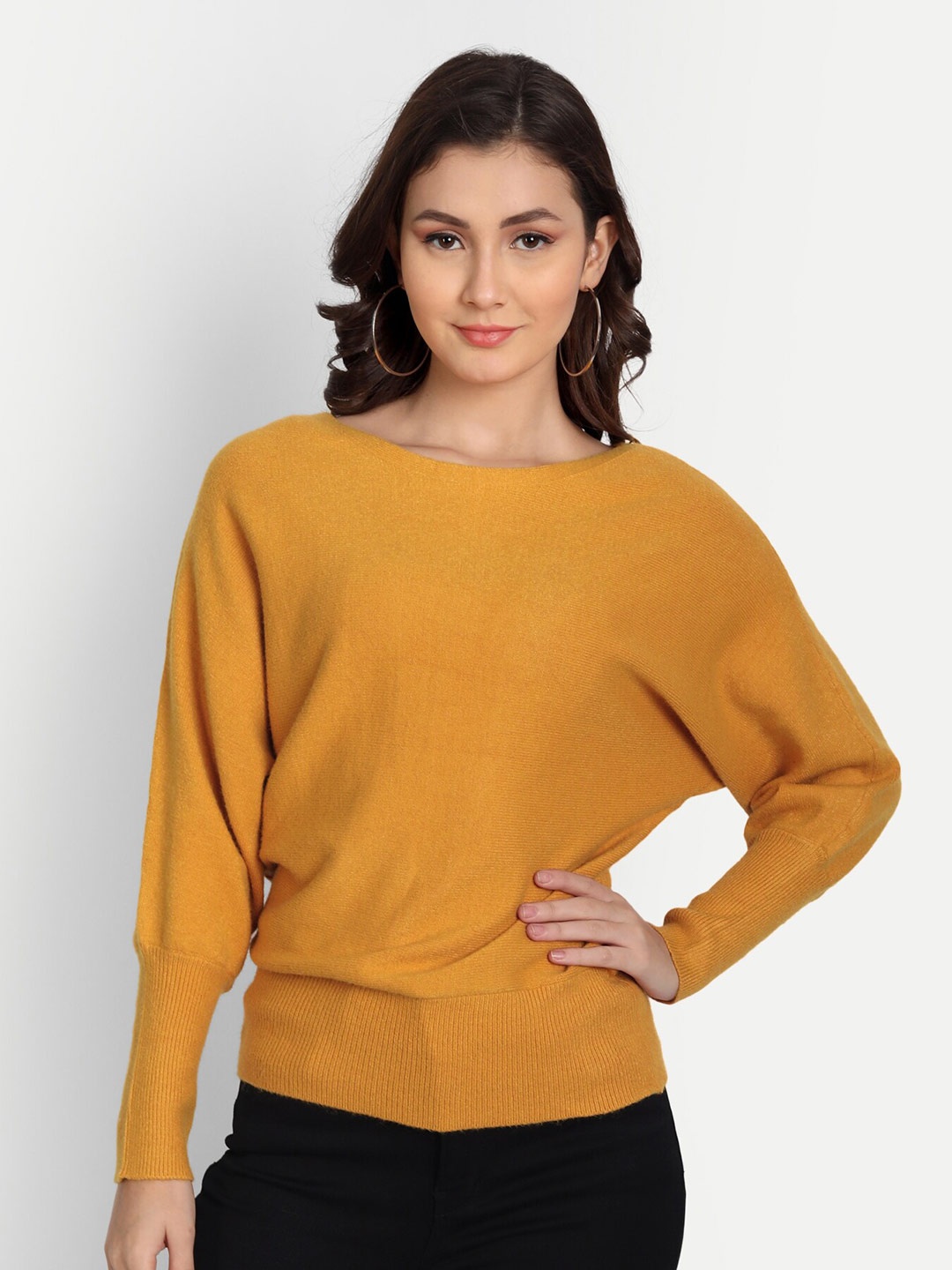 

Fibre World Women Mustard Cotton Pullover