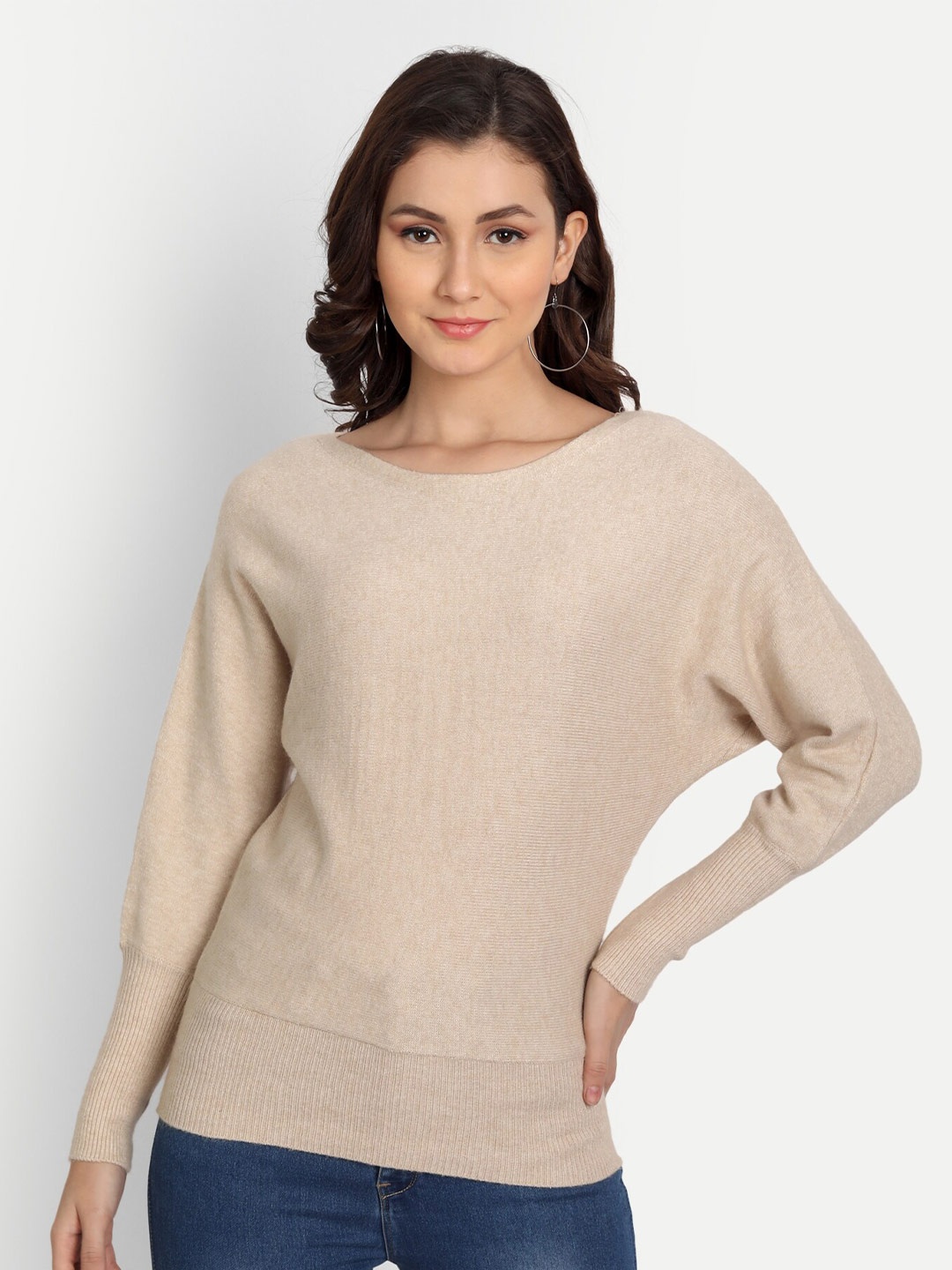 

Fibre World Women Beige Pullover