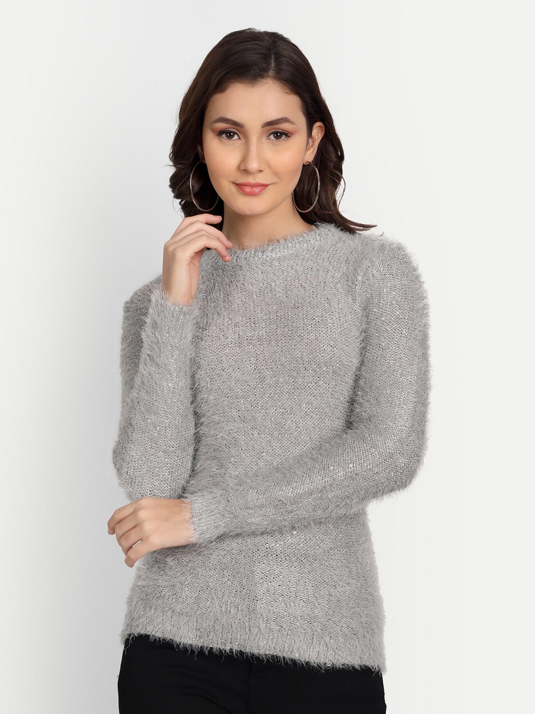 

Fibre World Women Grey Pullover