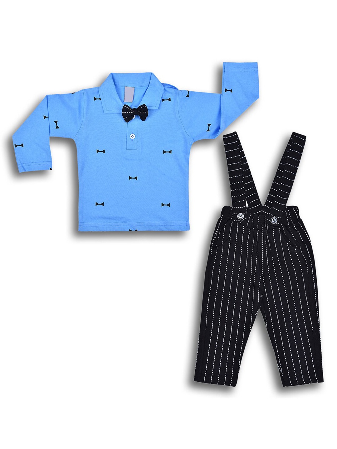 

Wish Karo Boys Blue & Black Striped T-shirt with Trouser