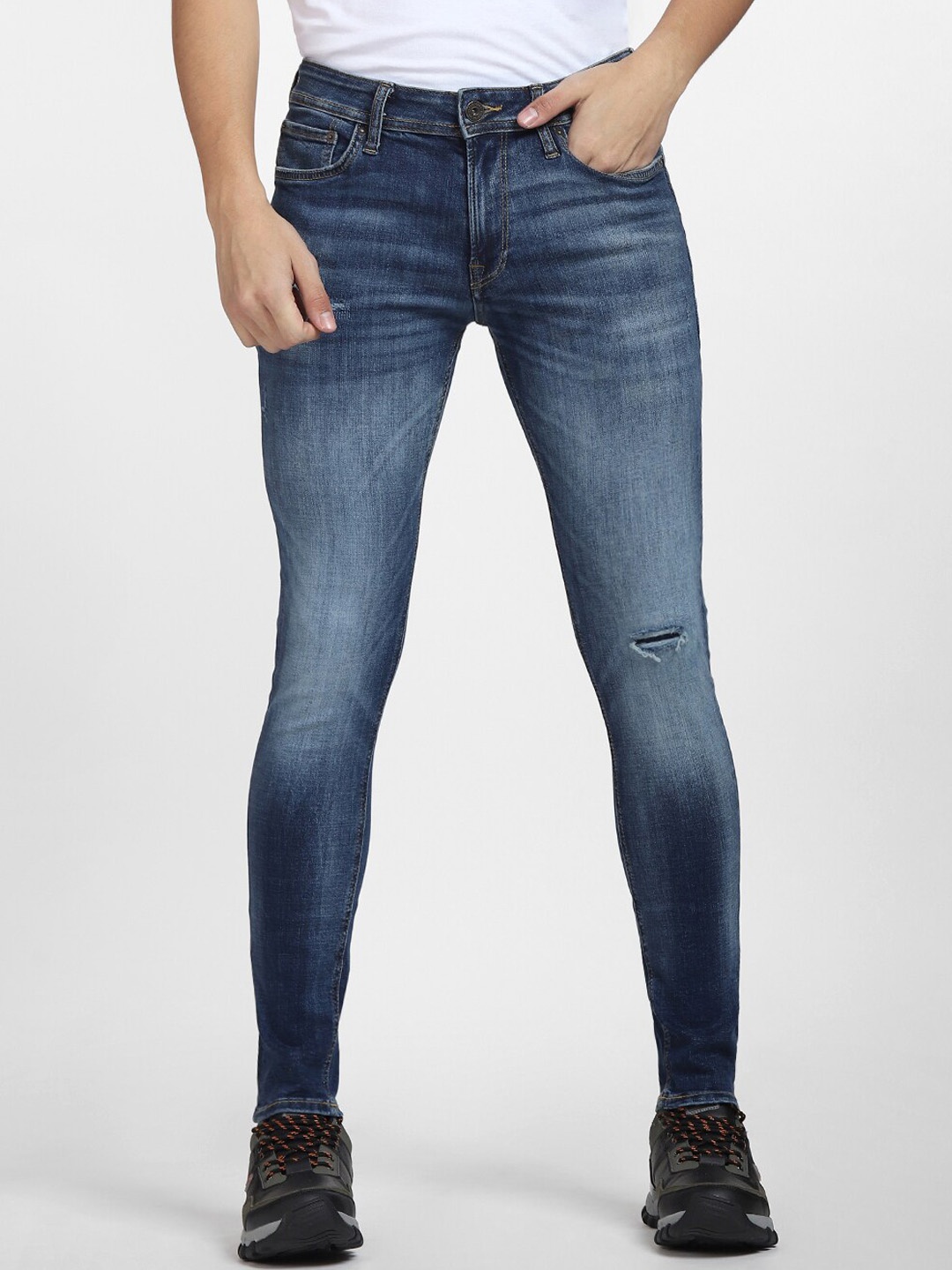 Jack & Jones Men Blue Skinny Fit Heavy Fade Cotton Jeans