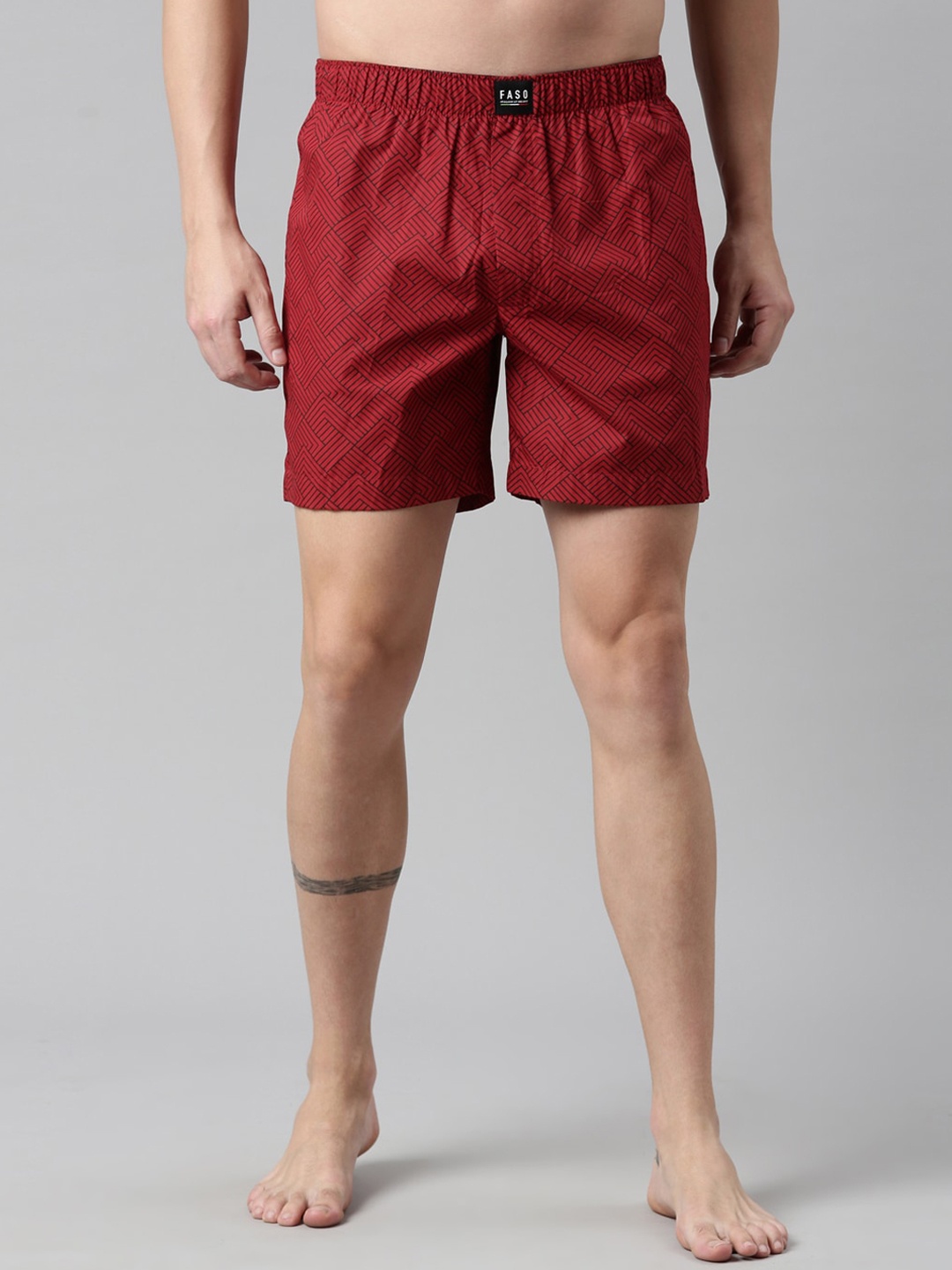 

FASO Men Red & Black Printed Organic Cotton Boxers
