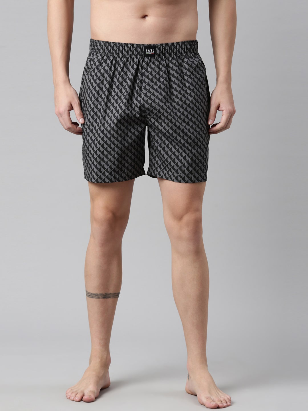 

FASO Men Grey Printed Organic Cotton Boxers