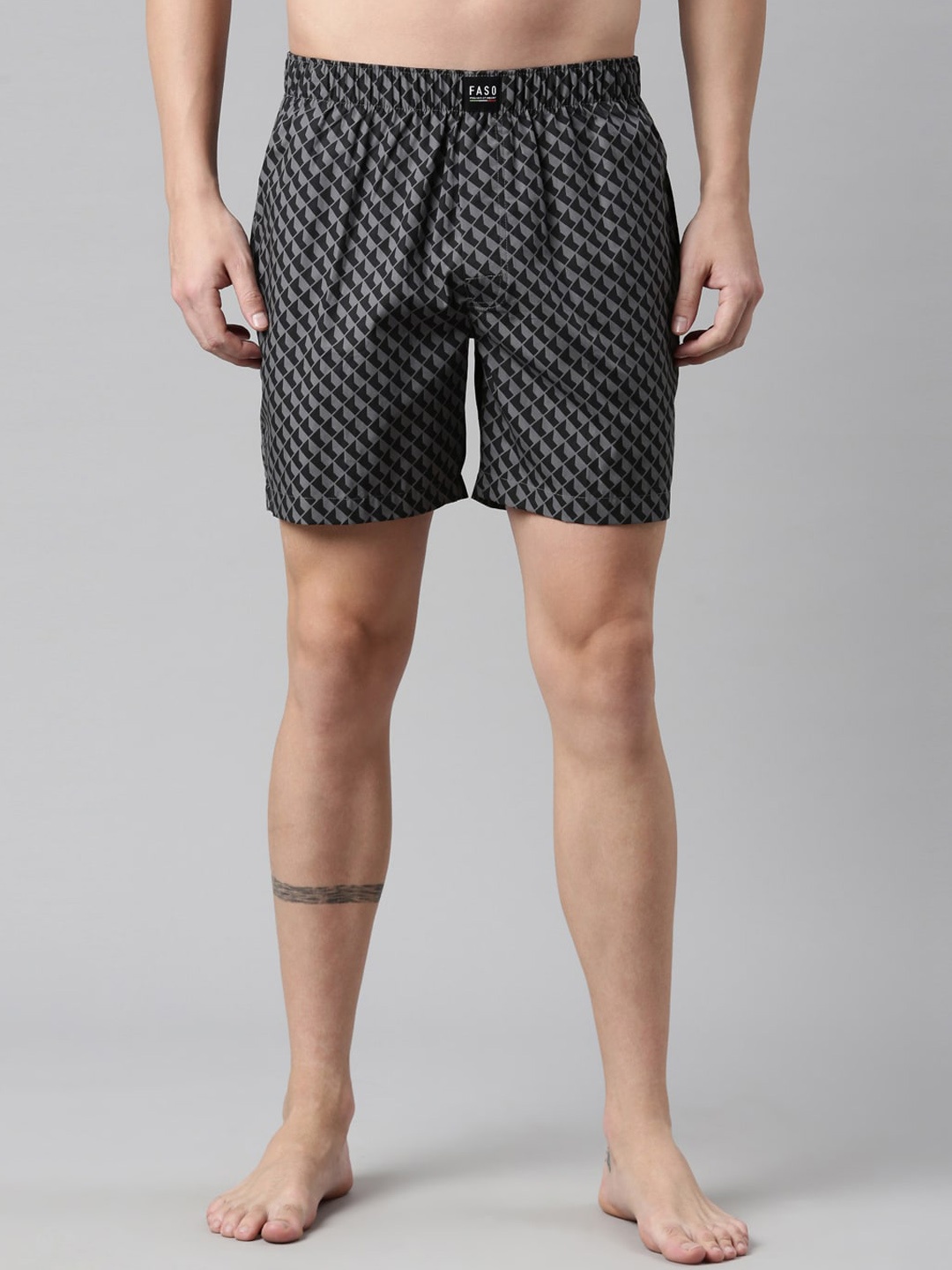 

FASO Men Steel Grey Printed Organic Cotton Boxers