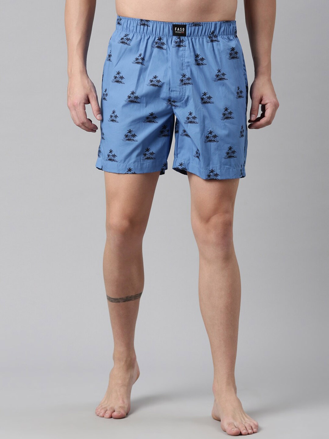 

FASO Men Blue Printed Organic Cotton Boxers
