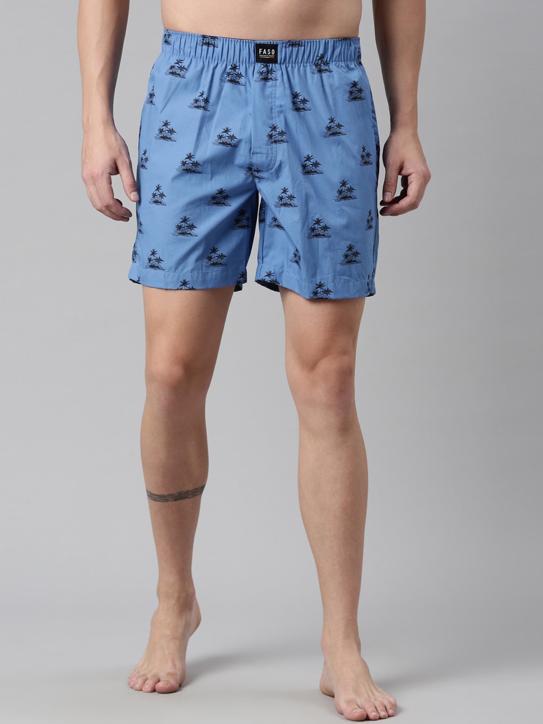 

FASO Men Blue Printed Organic Cotton Boxer