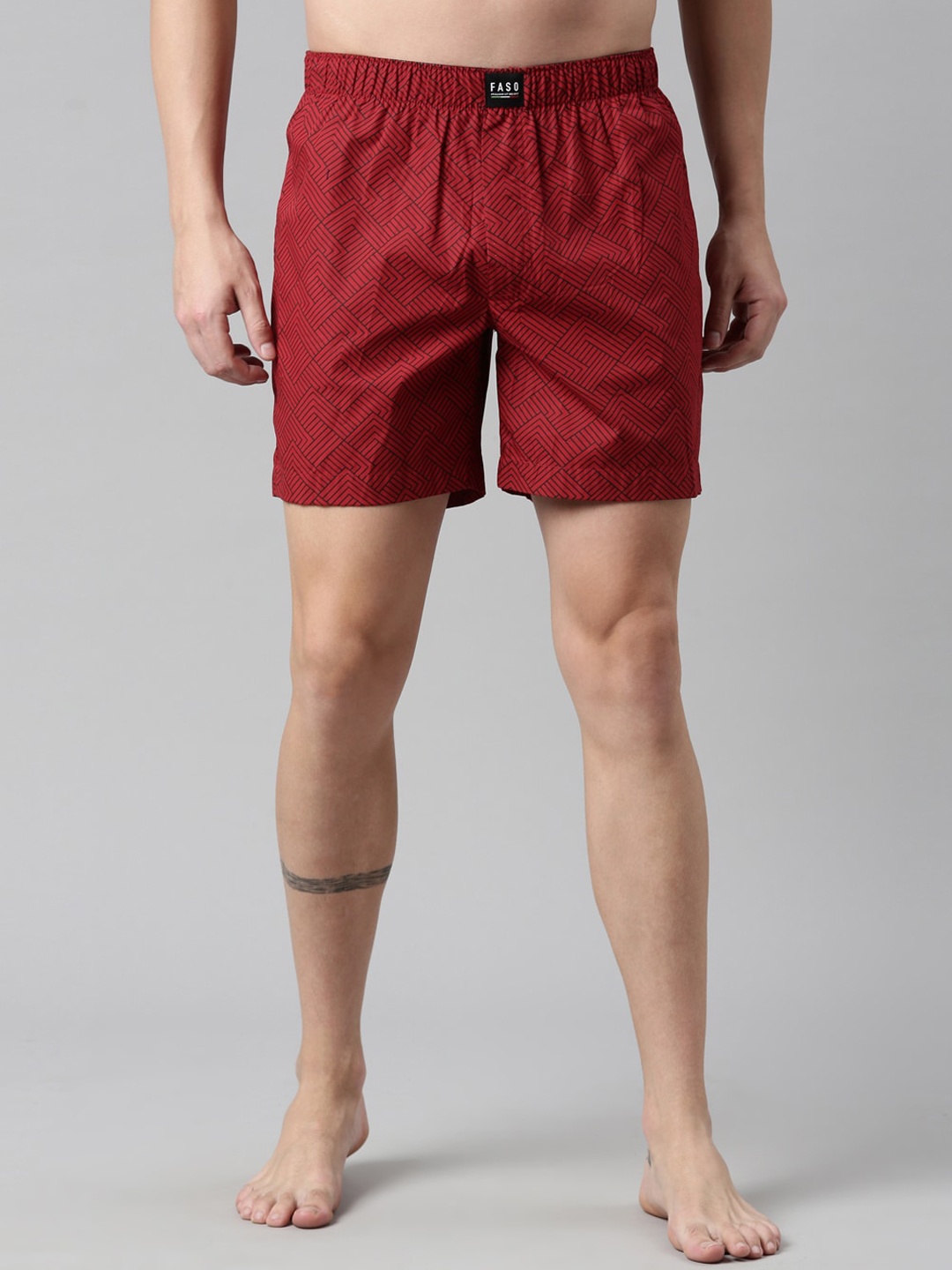 

FASO Men Red & Black Printed Organic Cotton Boxers