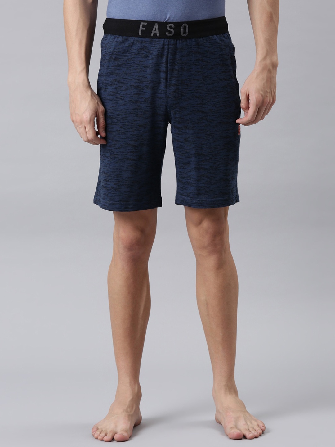 

FASO Men Blue Printed Organic Cotton Shorts