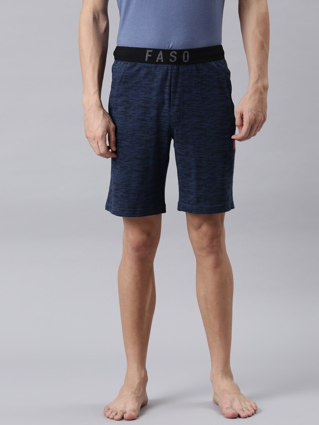 

FASO Men Blue Printed Organic Cotton Shorts